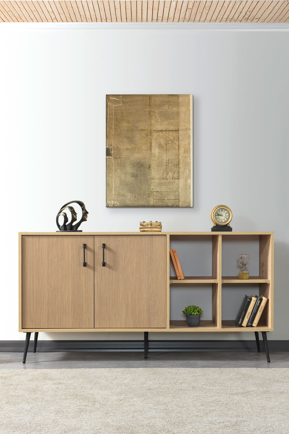 Consola Şile 4610, 160 x 83 x 44 cm, stejar safir, PAL melaminat — imaginea 3