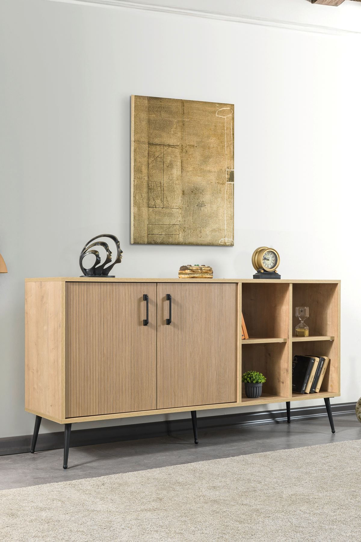 Consola Şile 4610, 160 x 83 x 44 cm, stejar safir, PAL melaminat — imaginea 5