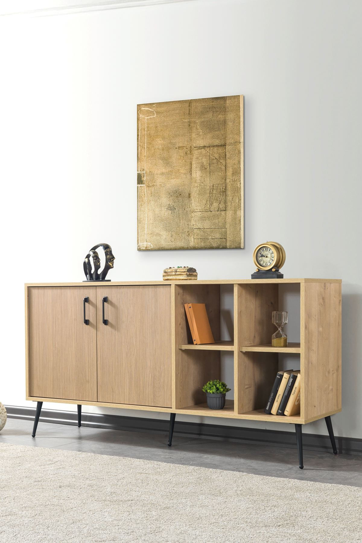 Consola Şile 4610, 160 x 83 x 44 cm, stejar safir, PAL melaminat — imaginea 6