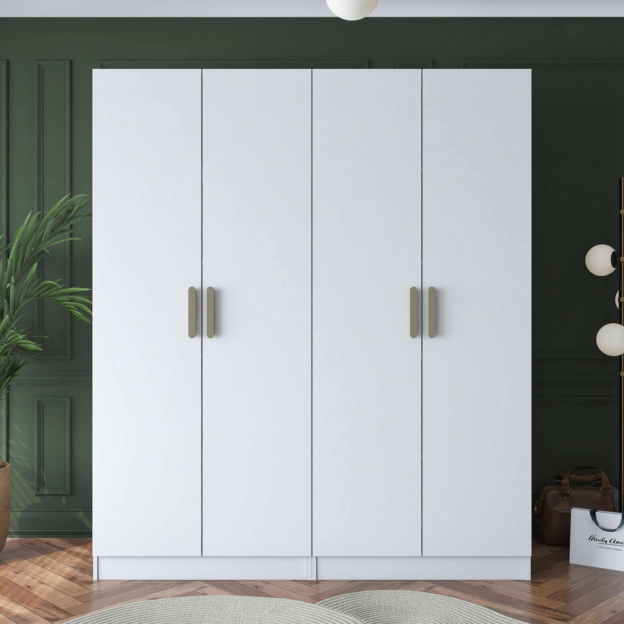 Dulap haine BA165, 180 x 210 x 57,5 cm, alb, PAL, spatiu de depozitare, fixare pe perete — imaginea 3