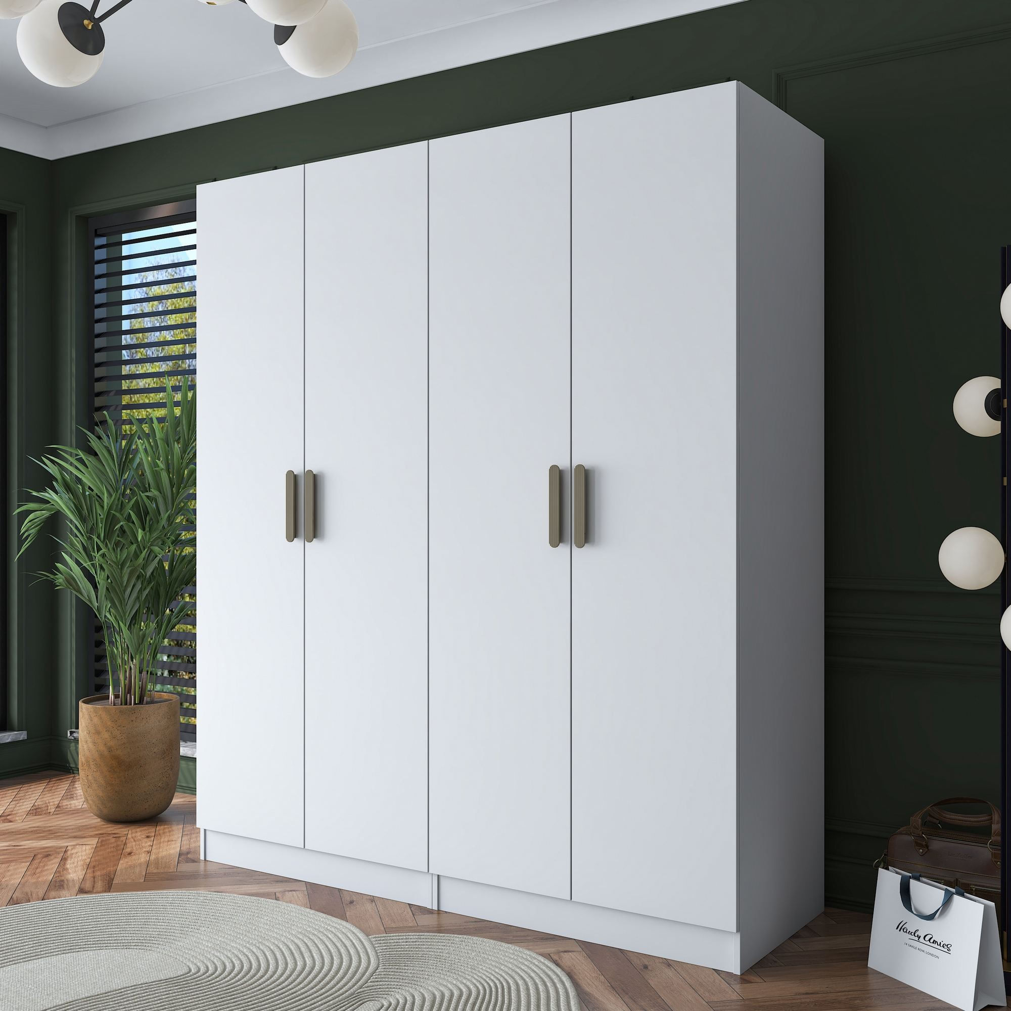 Dulap haine BA165, 180 x 210 x 57,5 cm, alb, PAL, spatiu de depozitare, fixare pe perete — imaginea 6