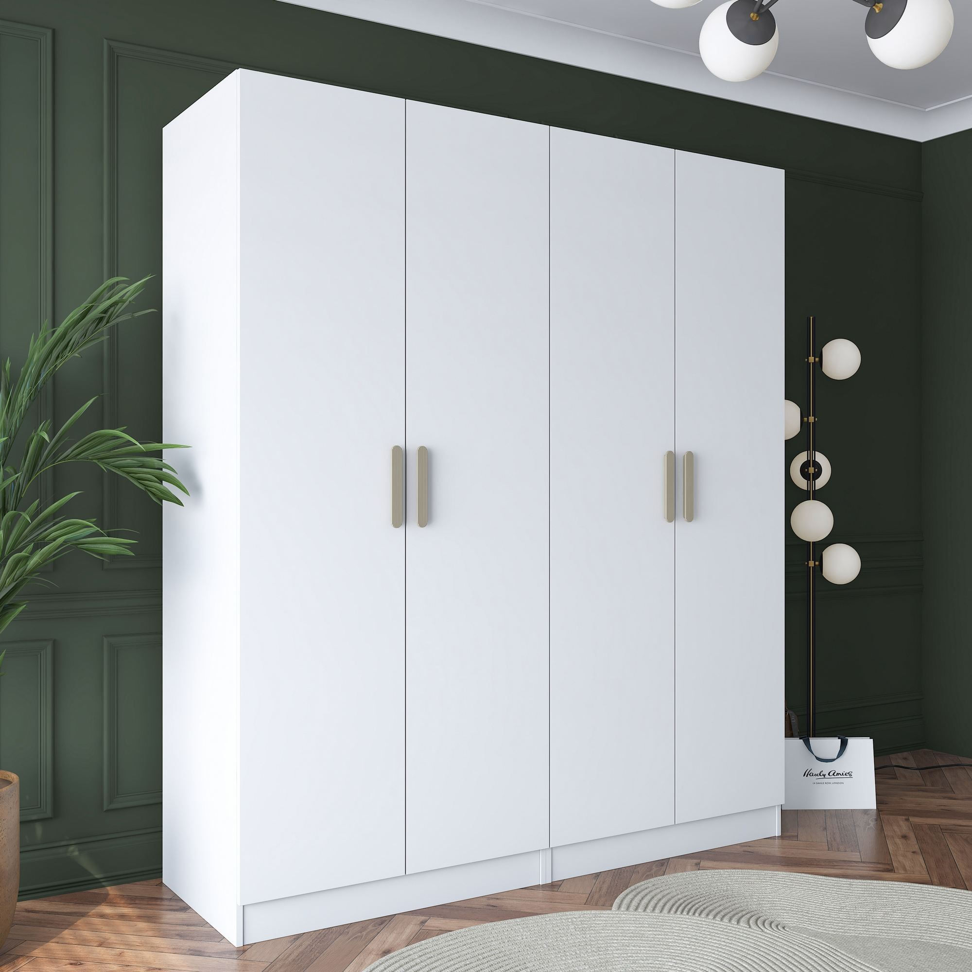 Dulap haine BA165, 180 x 210 x 57,5 cm, alb, PAL, spatiu de depozitare, fixare pe perete — imaginea 10