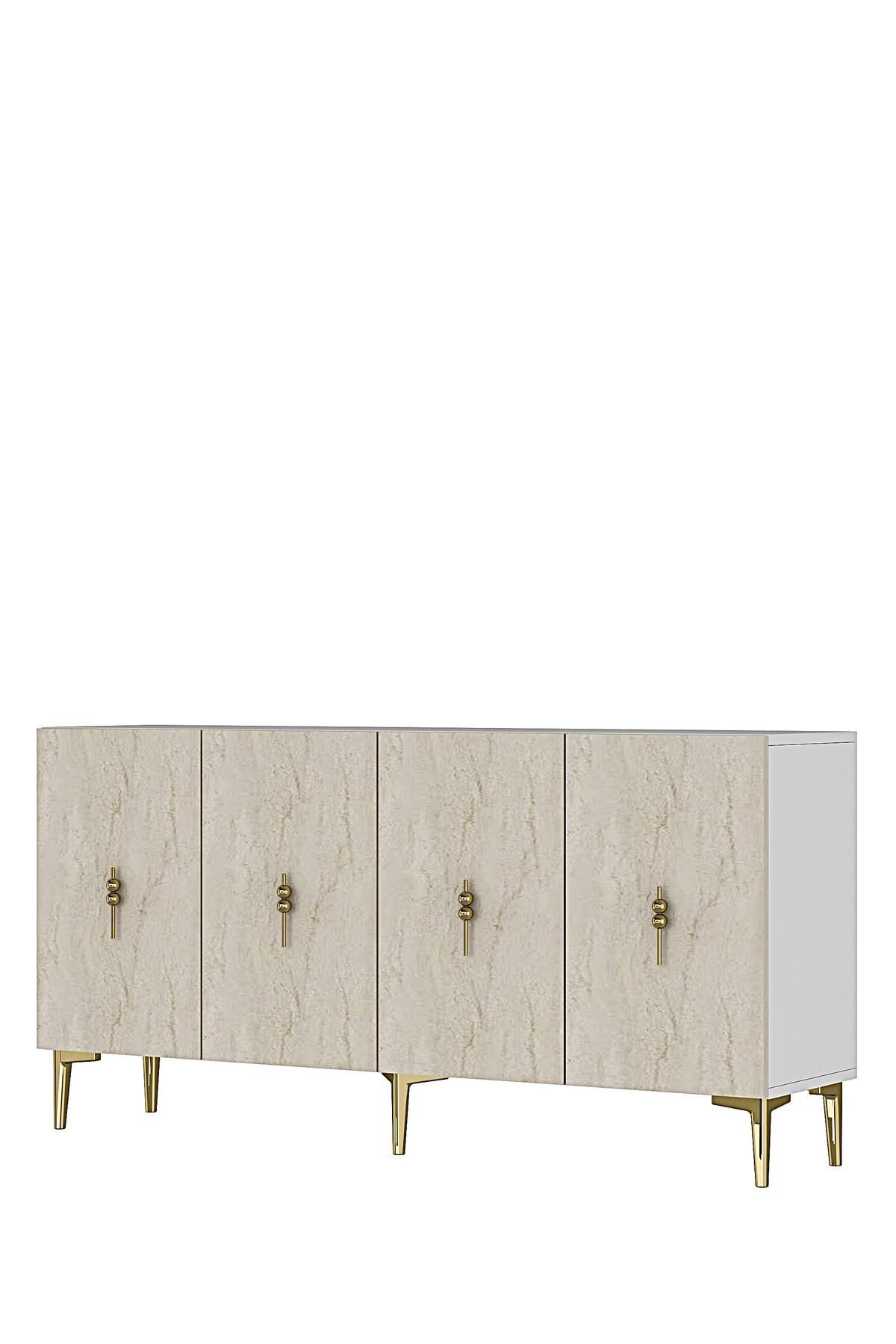 Consola Salkım 150, 150 x 75 x 32 cm, alb travertin auriu, PAL melaminat, alb / travertin / gold — imaginea 6