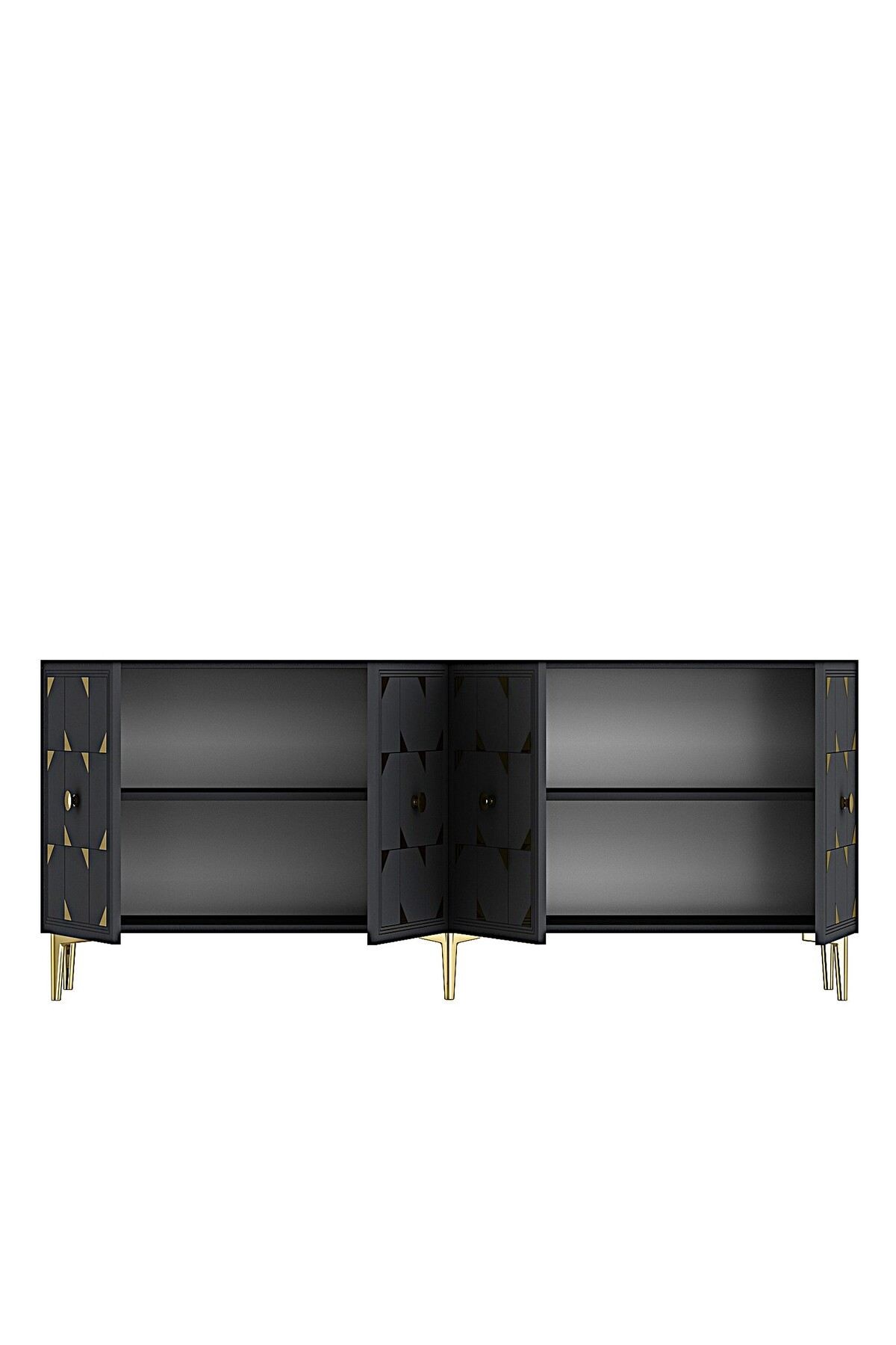 Consola Moka 180, 180 x 75 x 32 cm, antracit auriu, PAL melaminat, oglinda inclusa, antracit / gold — imaginea 5