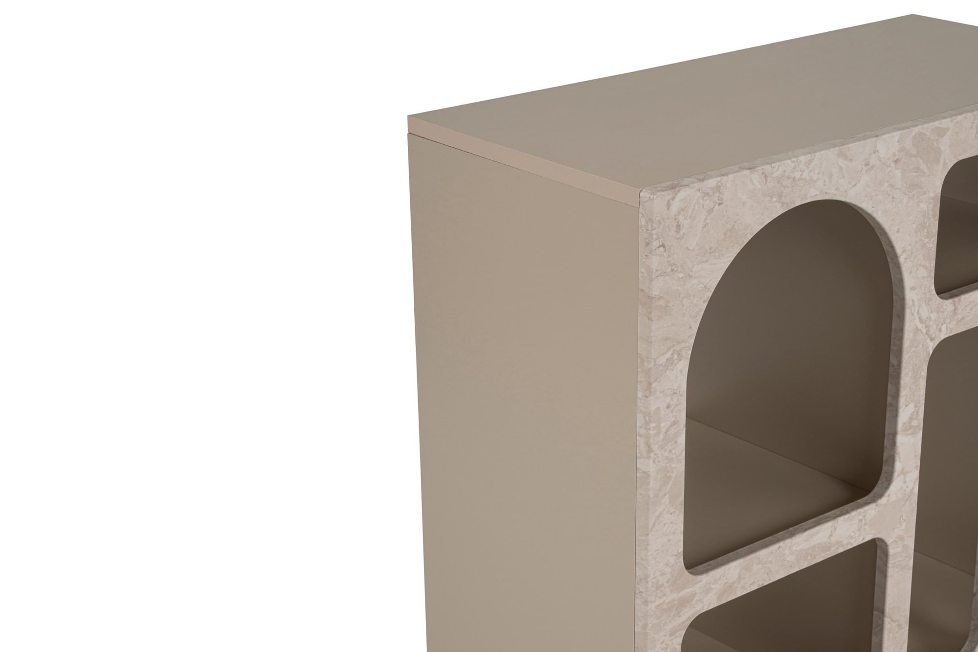Consola Lessa, 80 x 74 x 37 cm, travertin bej nisip, PAL melaminat — imaginea 4