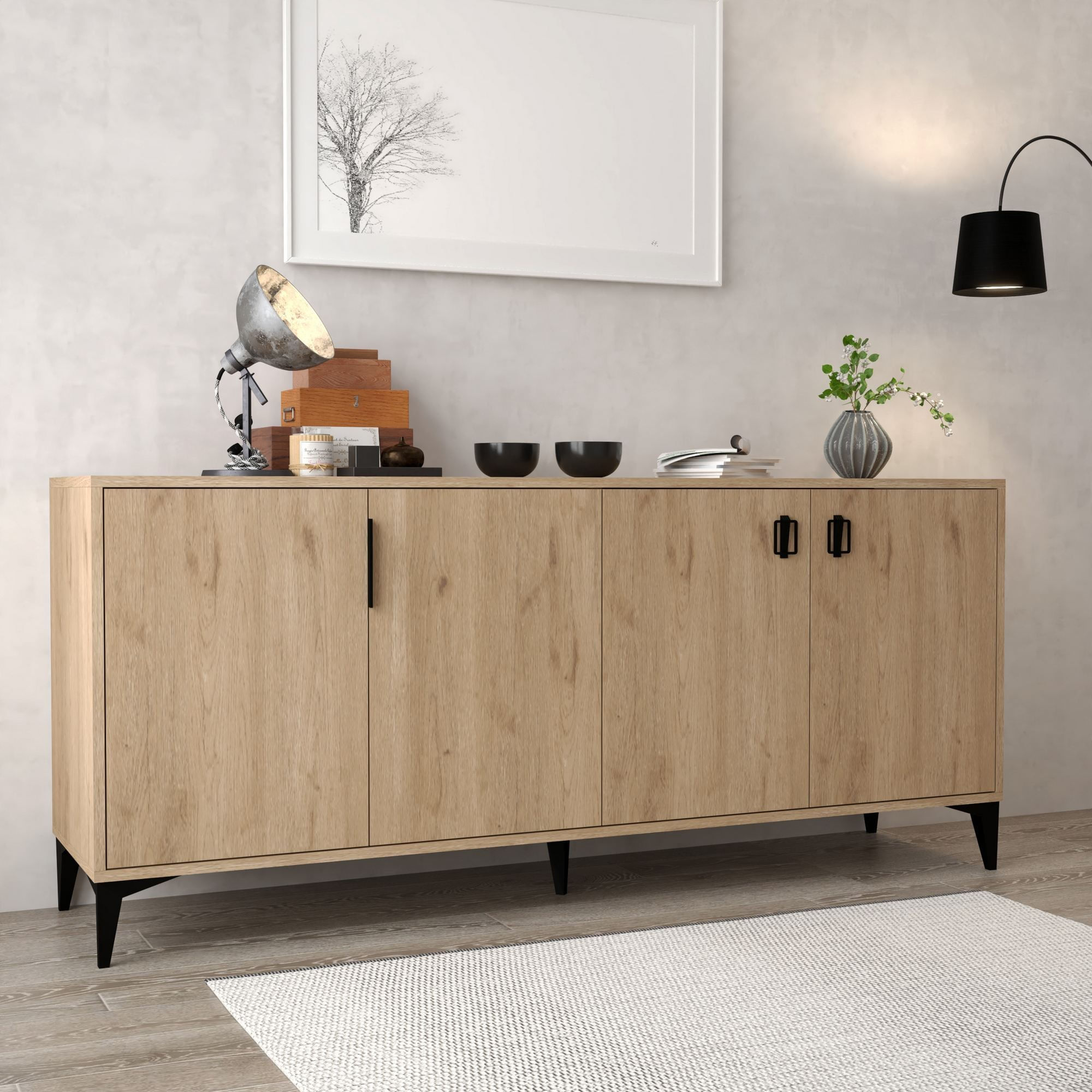 Consola Deren 4006, 180 x 78 x 44 cm, stejar safir, PAL melaminat — imaginea 2