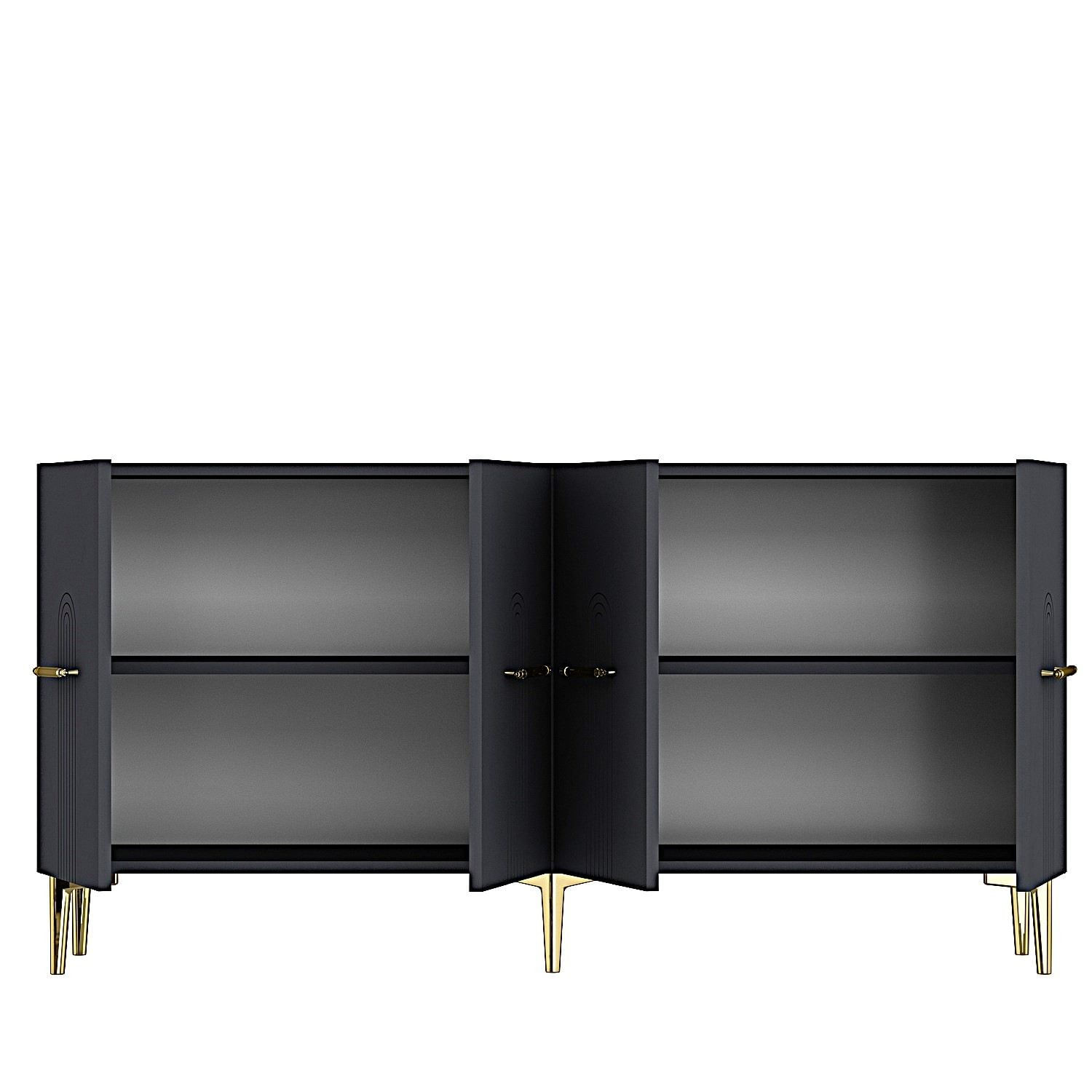 Consola Ida 150, 150 x 75 x 32 cm, antracit auriu, PAL melaminat, spatiu de depozitare, fixare pe perete, antracit / gold — imaginea 7