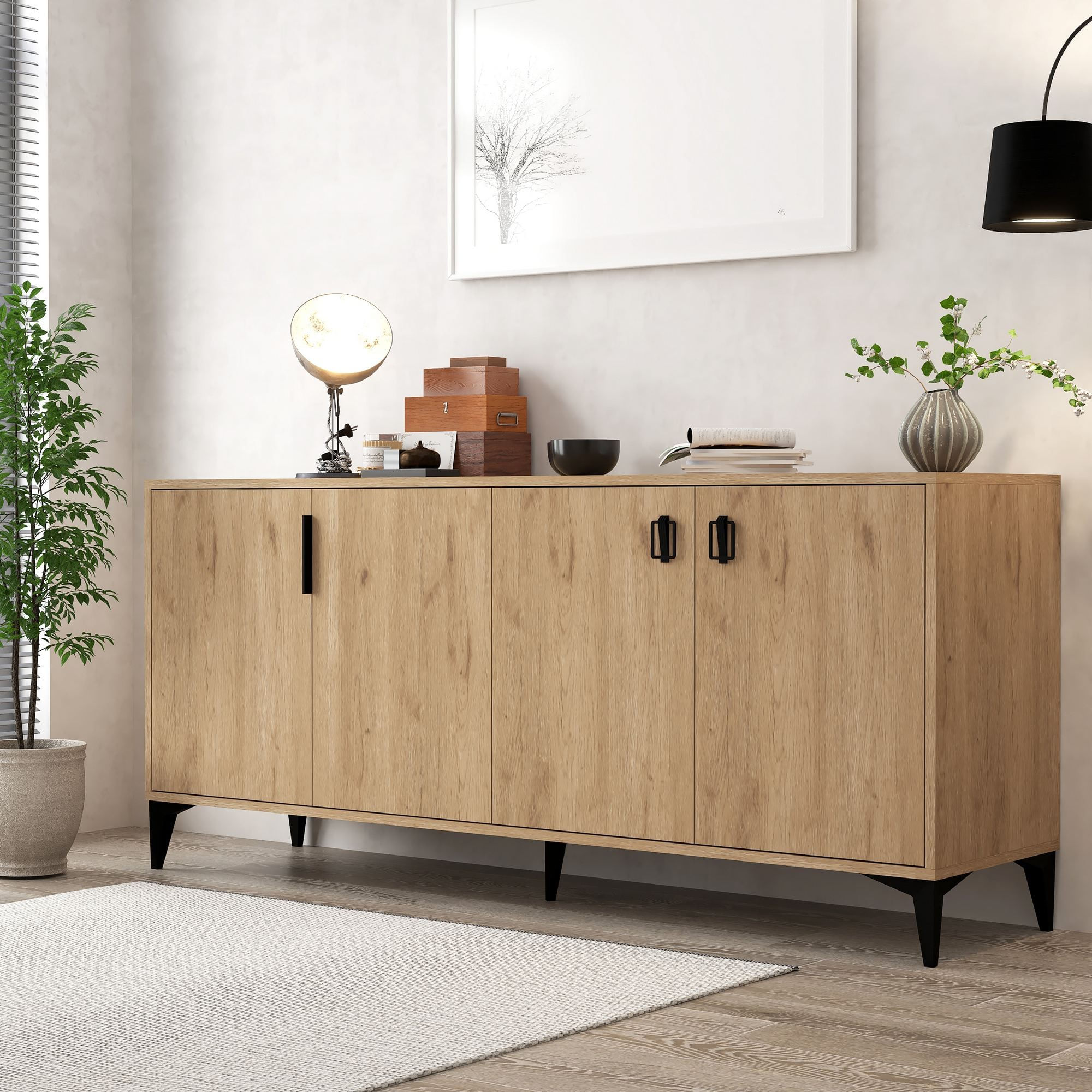 Consola Deren 4006, 180 x 78 x 44 cm, stejar safir, PAL melaminat — imaginea 3