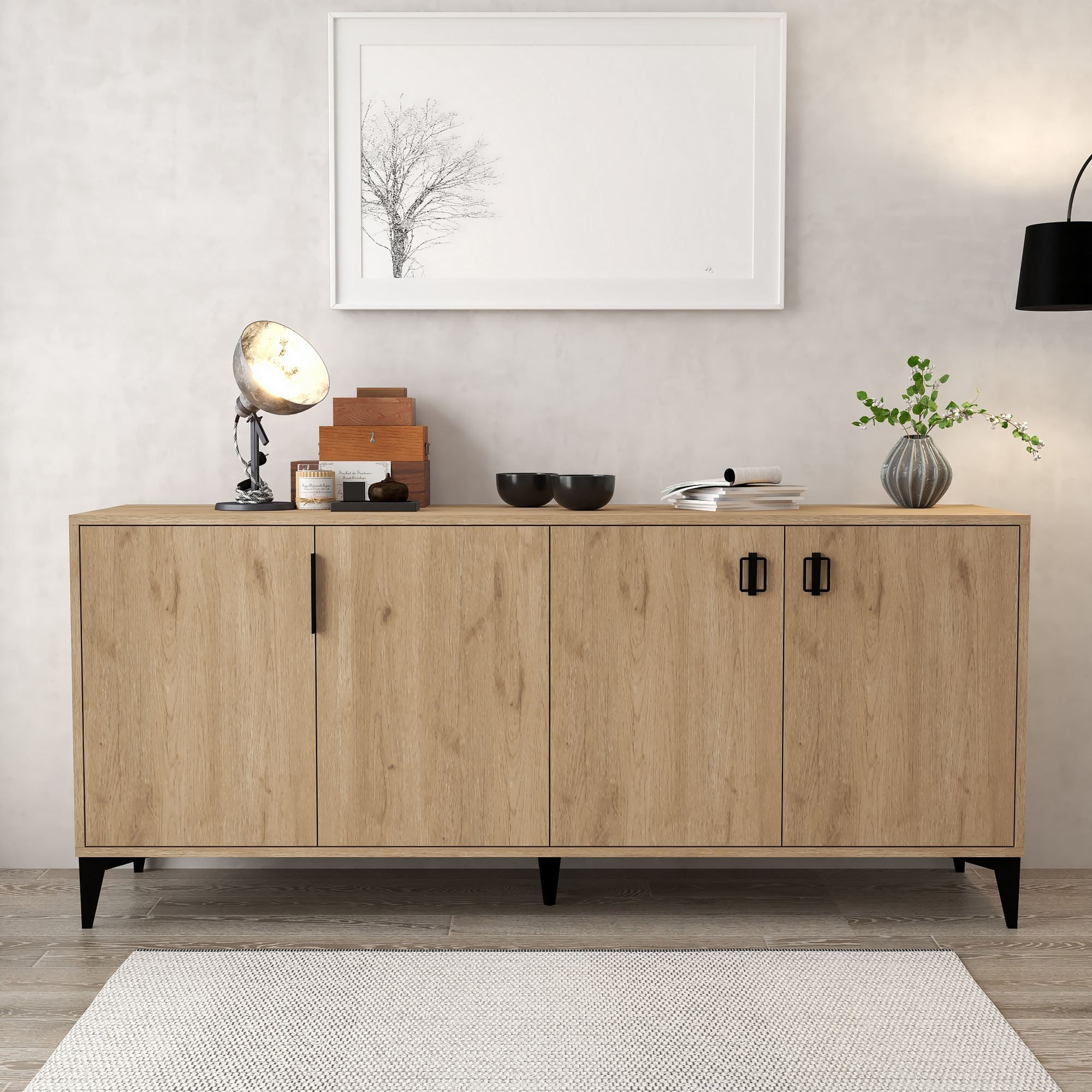 Consola Deren 4006, 180 x 78 x 44 cm, stejar safir, PAL melaminat — imaginea 4