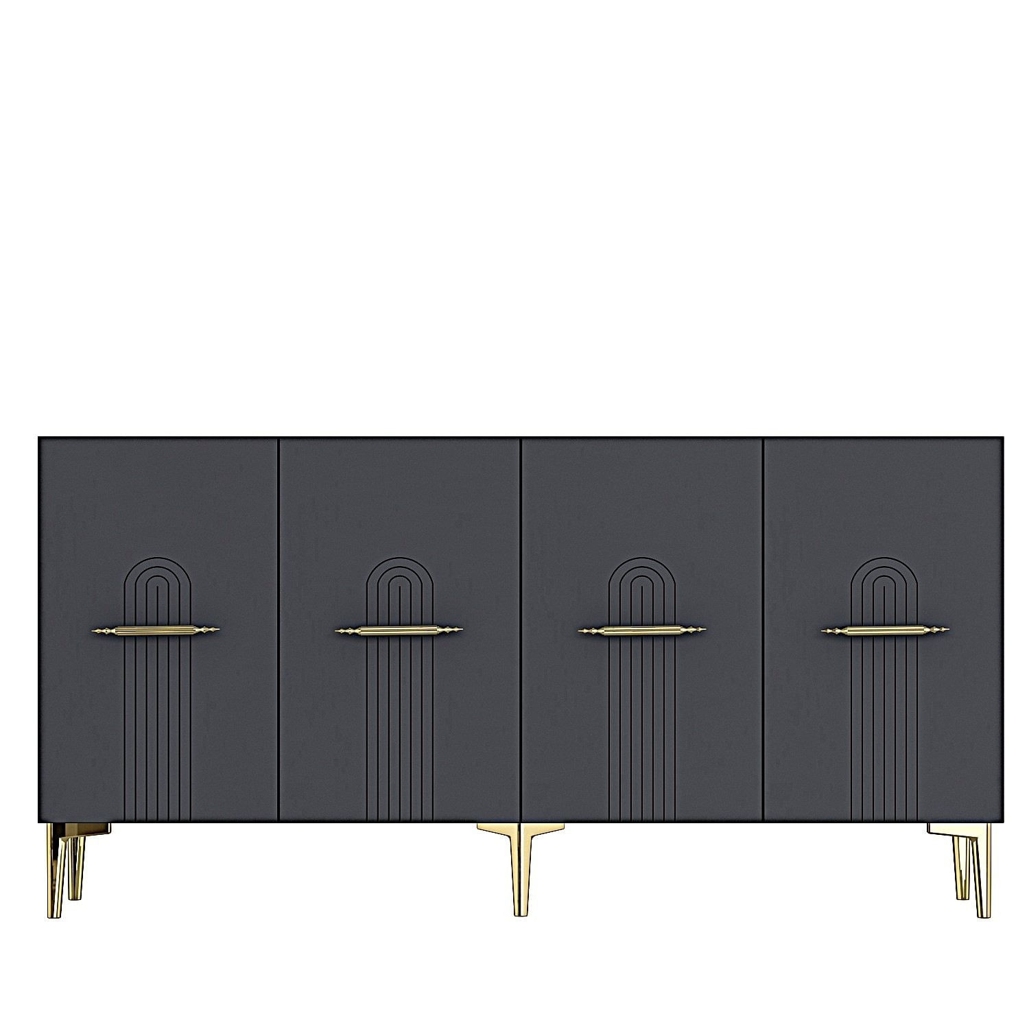 Consola Ida 150, 150 x 75 x 32 cm, antracit auriu, PAL melaminat, spatiu de depozitare, fixare pe perete, antracit / gold — imaginea 9