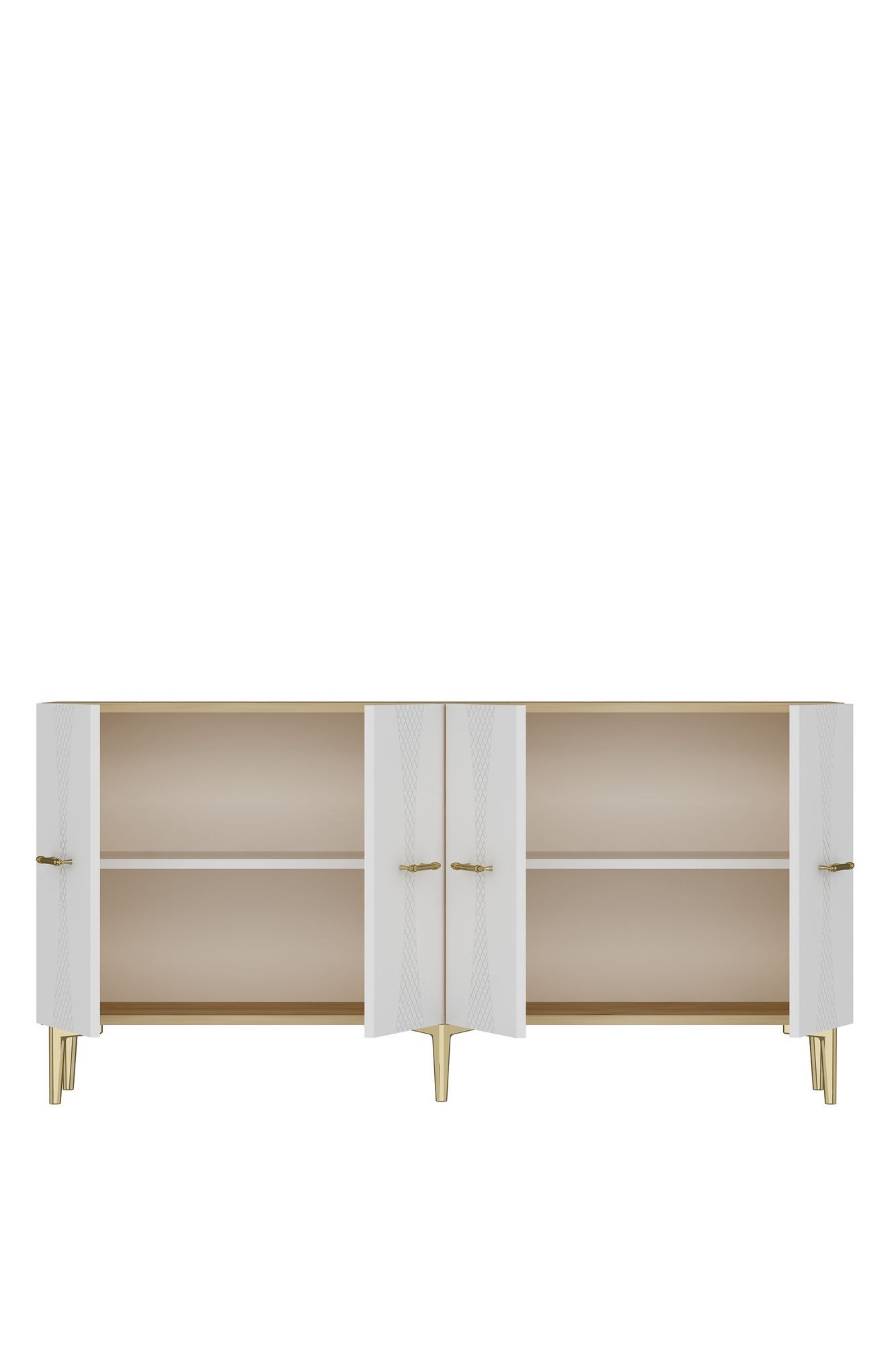 Consola Slim 150, 150 x 75 x 32 cm, stejar safir alb auriu, PAL melaminat, safir stejar / alb / gold — imaginea 2