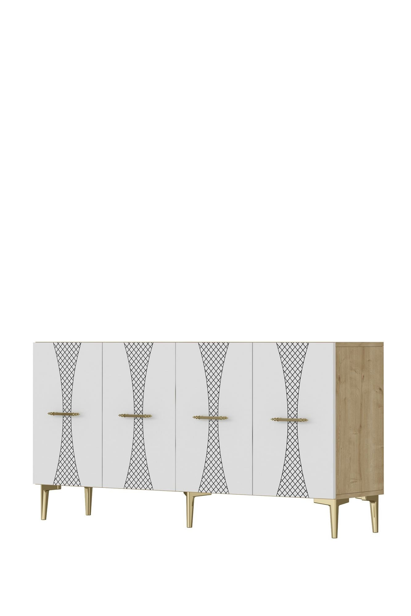 Consola Slim 150, 150 x 75 x 32 cm, stejar safir alb auriu, PAL melaminat, safir stejar / alb / gold — imaginea 4