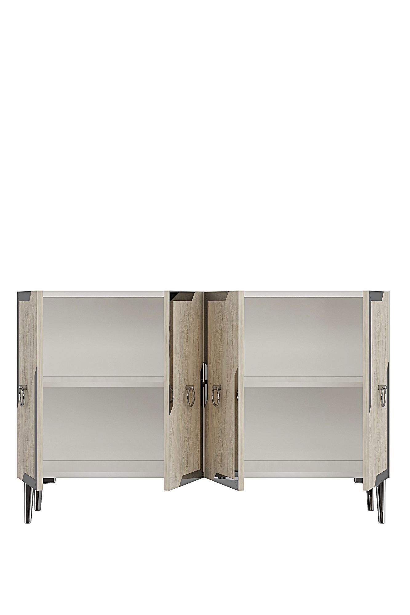Consola Seza 120, 120 x 75 x 32 cm, alb travertin argintiu, PAL melaminat, oglinda inclusa, alb / travertin / silver — imaginea 7