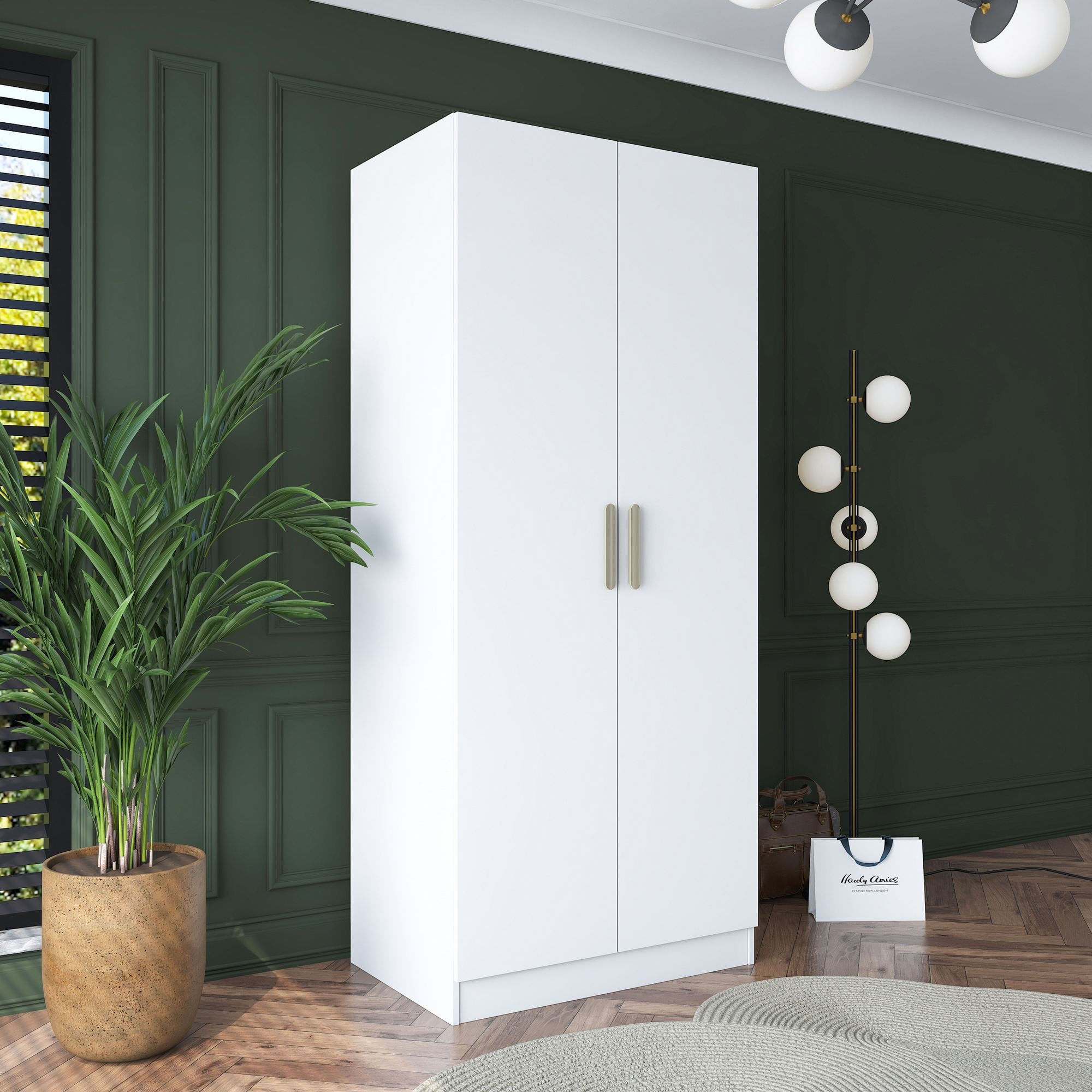 Dulap haine BA160, 90 x 210 x 57,5 cm, alb, PAL, spatiu de depozitare, fixare pe perete — imaginea 6