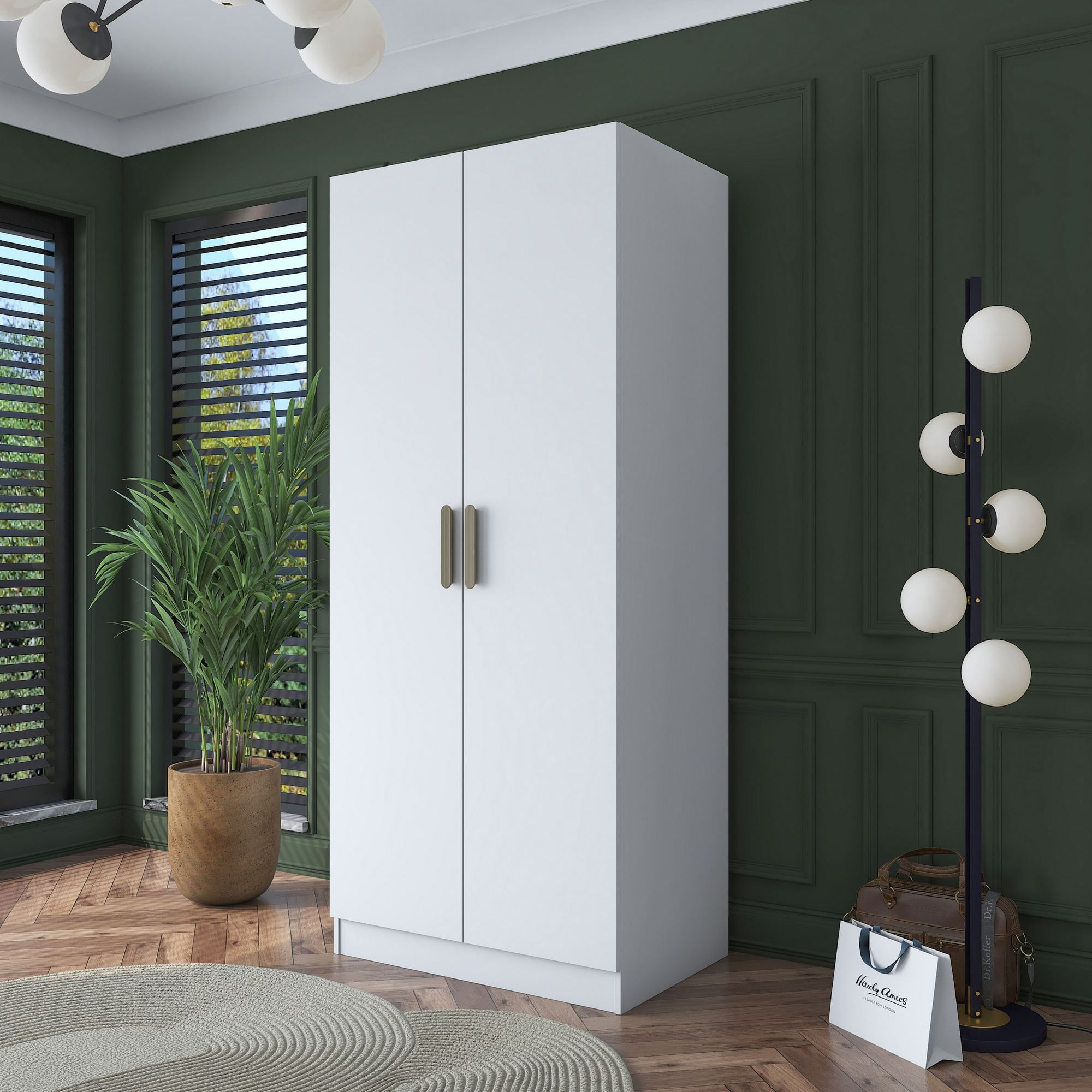 Dulap haine BA160, 90 x 210 x 57,5 cm, alb, PAL, spatiu de depozitare, fixare pe perete — imaginea 10