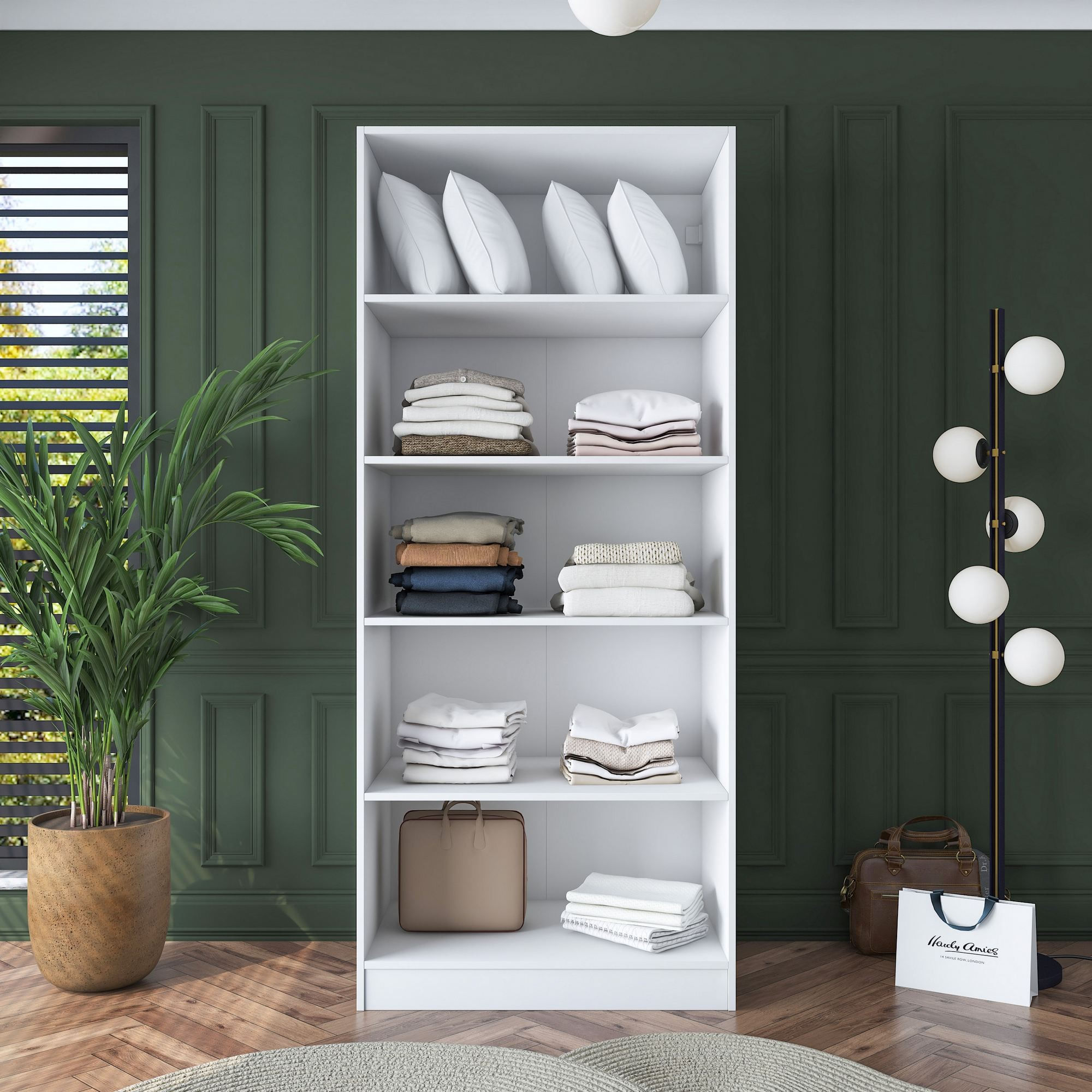 Dulap haine BA160, 90 x 210 x 57,5 cm, alb, PAL, spatiu de depozitare, fixare pe perete — imaginea 13