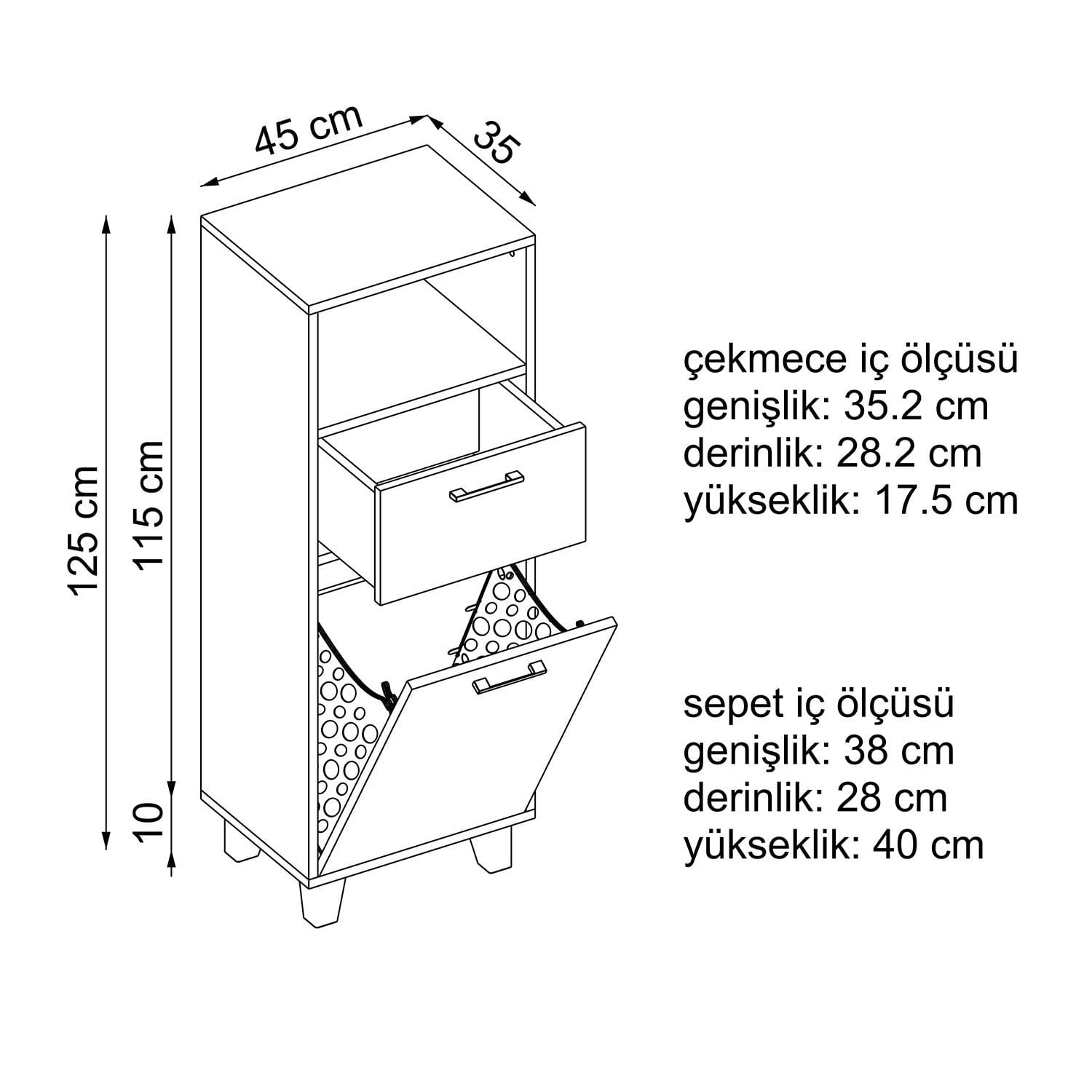 Dulap 2506, 45 x 115 x 35 cm, antracit pin atlantic, PAL melaminat, spatiu de depozitare, fixare pe perete — imaginea 3