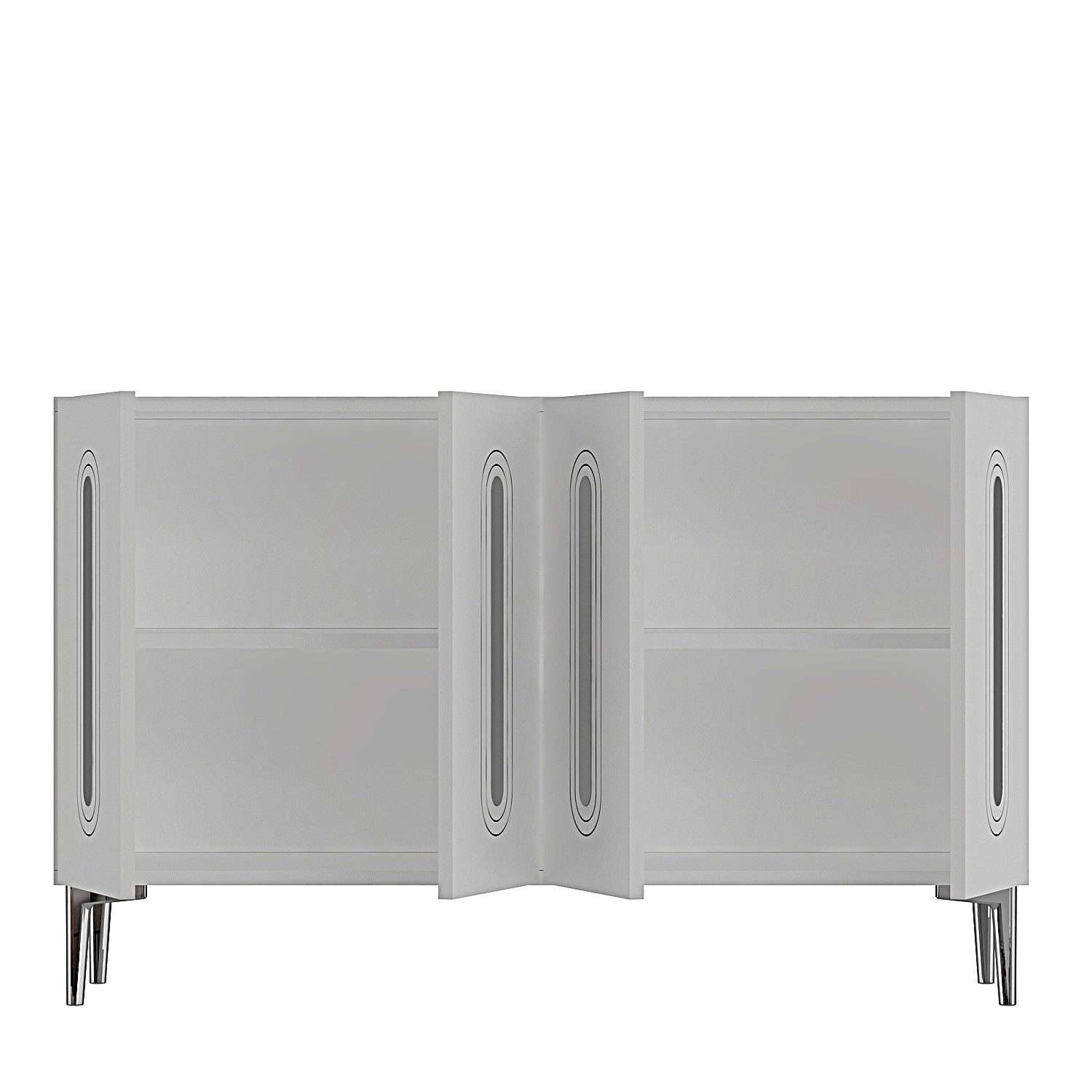 Consola Rany 120, 120 x 75 x 32 cm, alb argintiu, PAL melaminat, spatiu de depozitare, fixare pe perete, alb / silver — imaginea 3