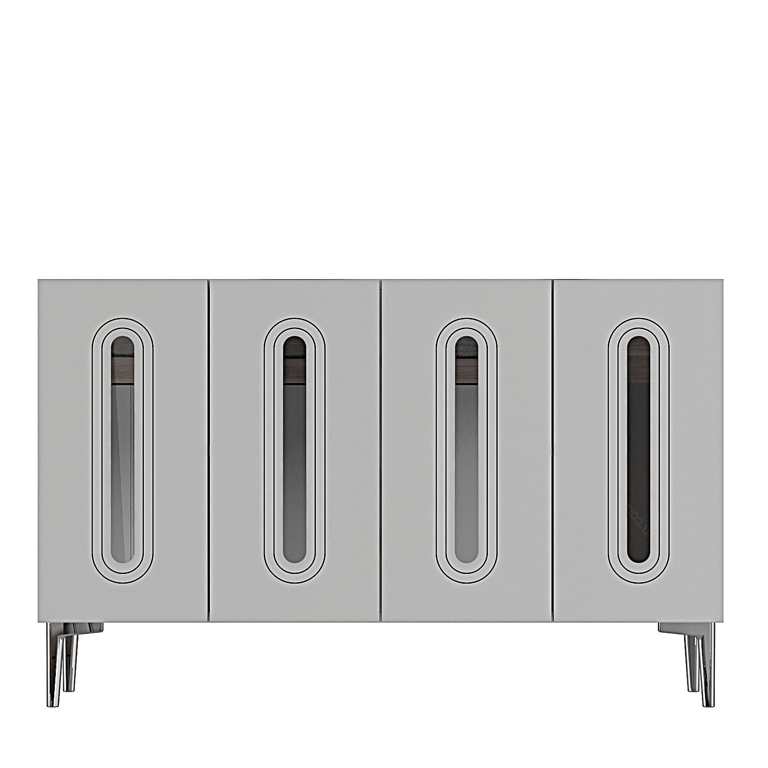Consola Rany 120, 120 x 75 x 32 cm, alb argintiu, PAL melaminat, spatiu de depozitare, fixare pe perete, alb / silver — imaginea 4
