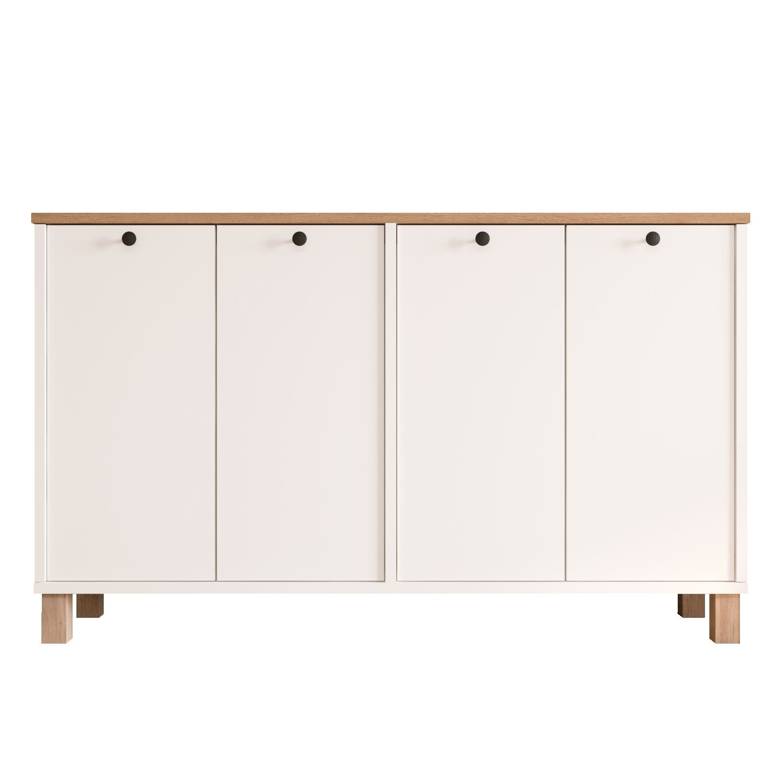 Consola Nord - ND2-SW, 120 x 73,6 x 29,5 cm, alb si stejar, PAL melaminat, spatiu de depozitare, fixare pe perete — imaginea 2