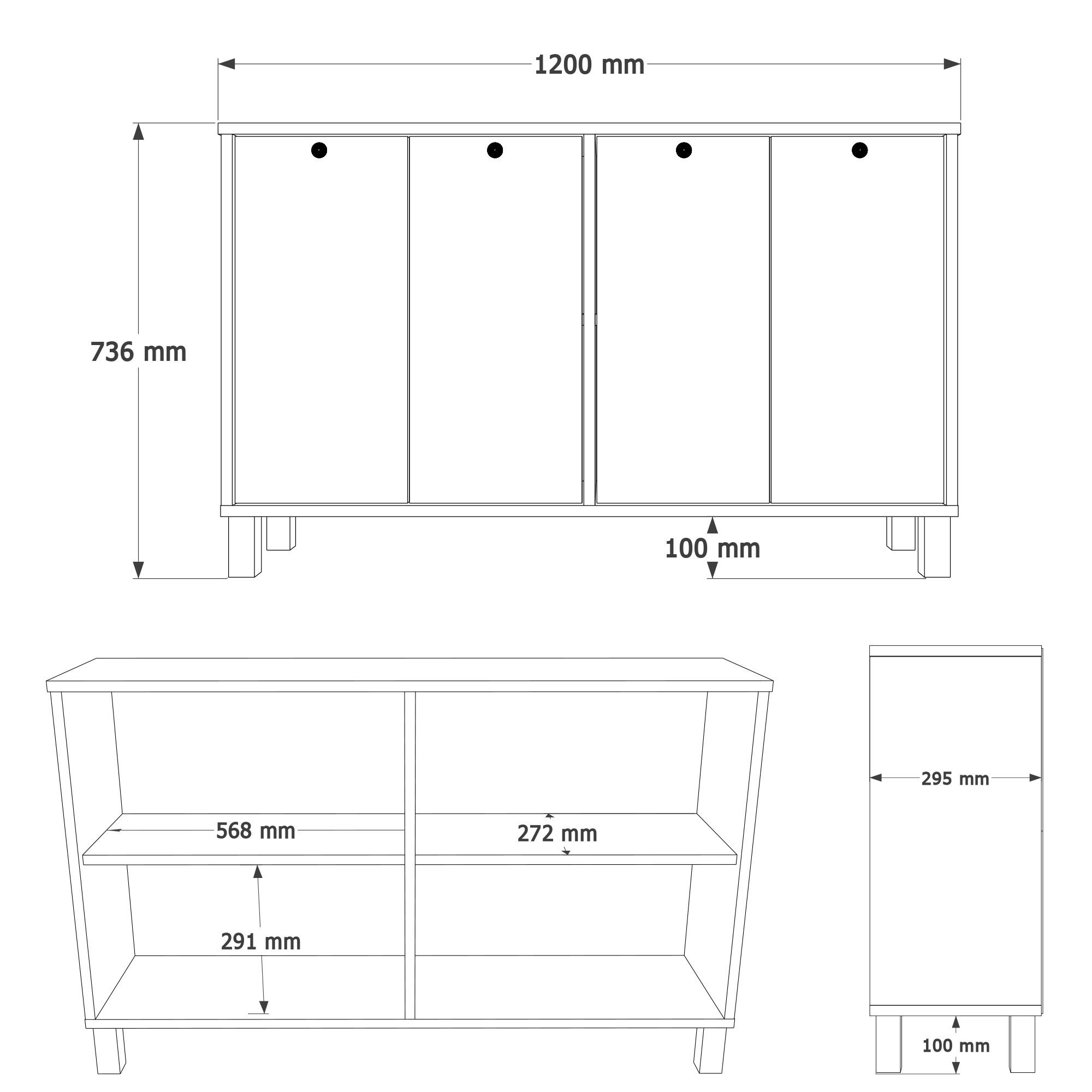 Consola Nord - ND2-SW, 120 x 73,6 x 29,5 cm, alb si stejar, PAL melaminat, spatiu de depozitare, fixare pe perete — imaginea 3