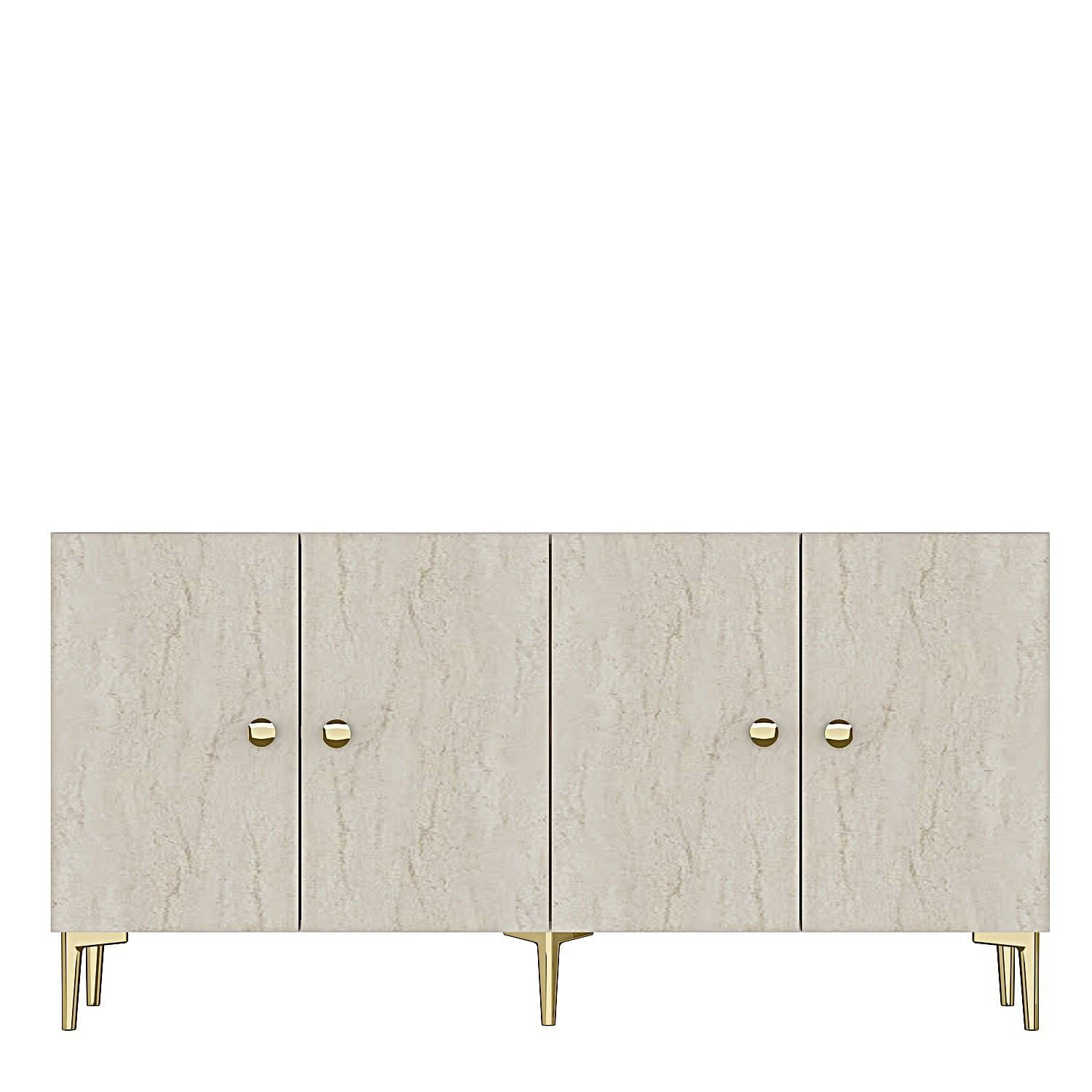 Consola Simple 150, 150 x 75 x 32 cm, alb travertin auriu, PAL melaminat, spatiu de depozitare, fixare pe perete, alb / travertin / gold — imaginea 3