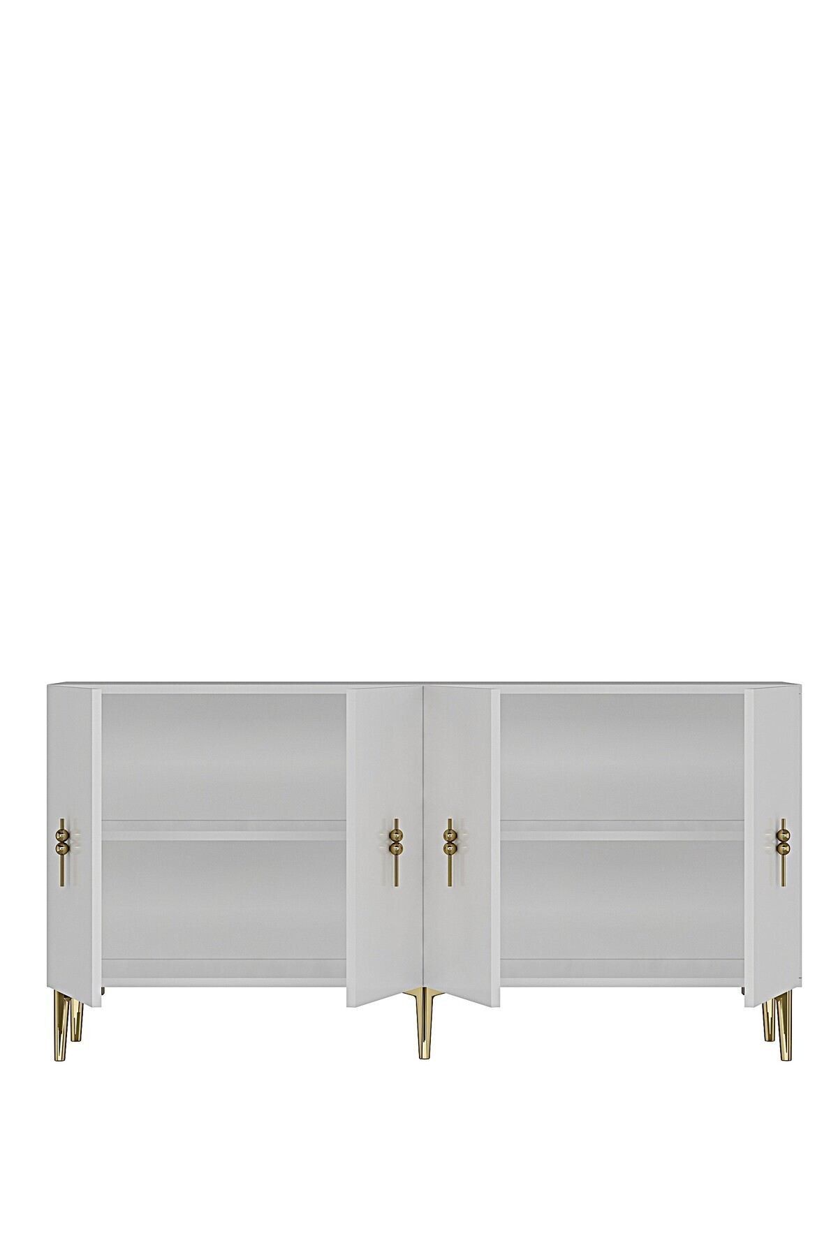 Consola Salkım 150, 125 x 75 x 32 cm, alb auriu, PAL melaminat, alb / gold — imaginea 2