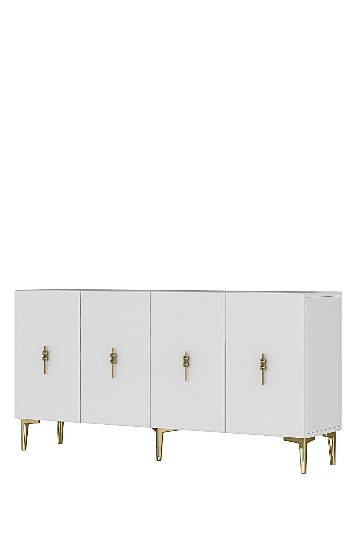 Consola Salkım 150, 125 x 75 x 32 cm, alb auriu, PAL melaminat, alb / gold — imaginea 4