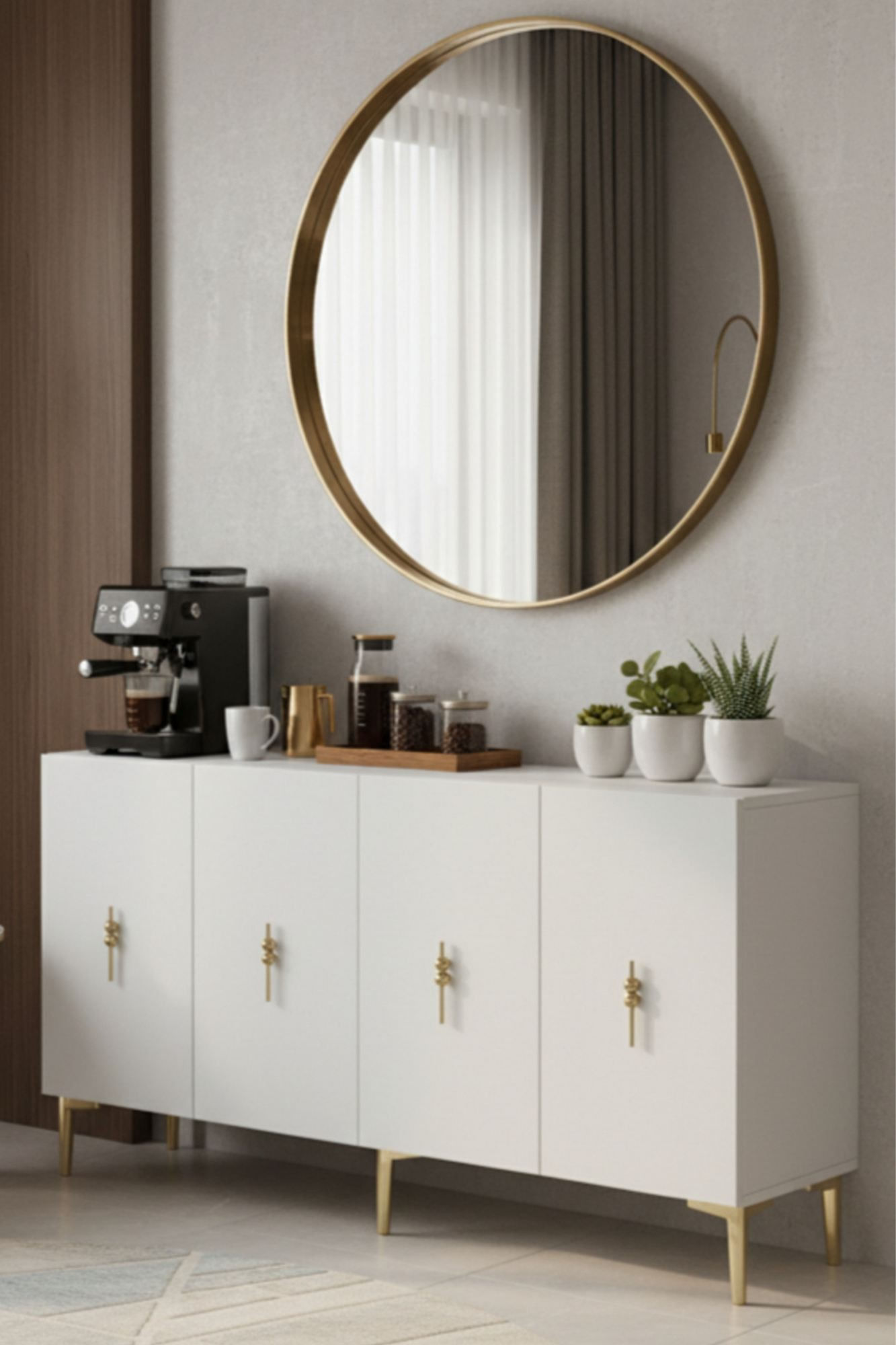 Consola Salkım 150, 125 x 75 x 32 cm, alb auriu, PAL melaminat, alb / gold — imaginea 5