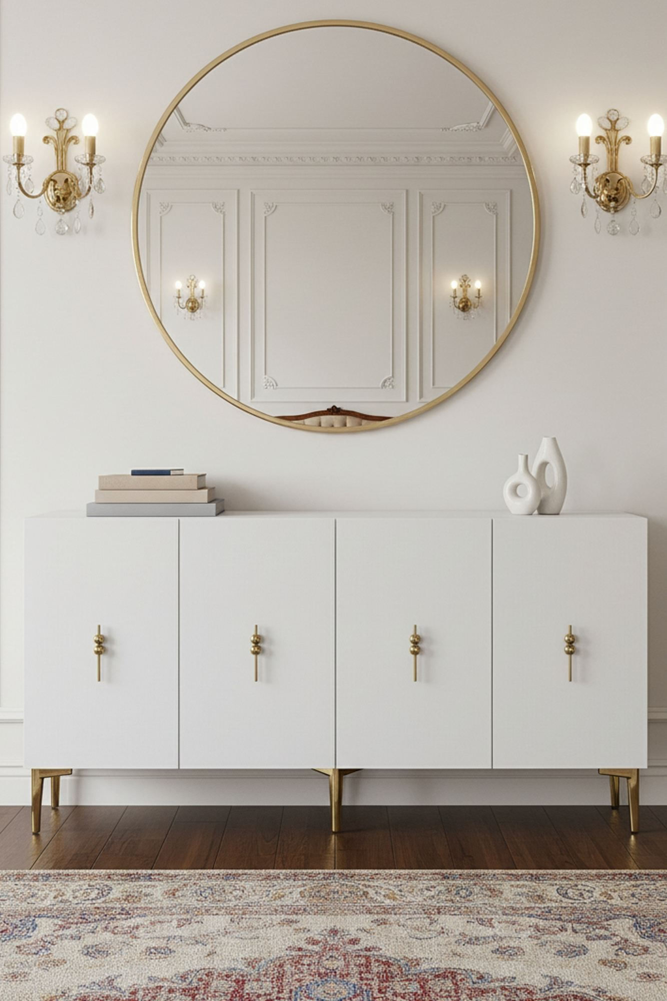 Consola Salkım 150, 125 x 75 x 32 cm, alb auriu, PAL melaminat, alb / gold — imaginea 7