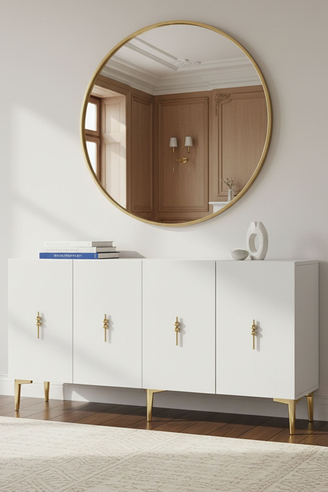 Consola Salkım 150, 125 x 75 x 32 cm, alb auriu, PAL melaminat, alb / gold — imaginea 8