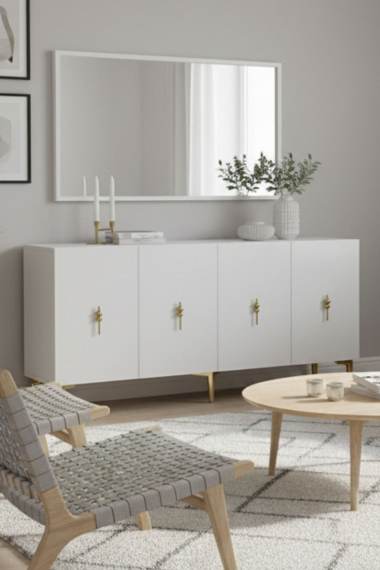 Consola Salkım 150, 125 x 75 x 32 cm, alb auriu, PAL melaminat, alb / gold — imaginea 10