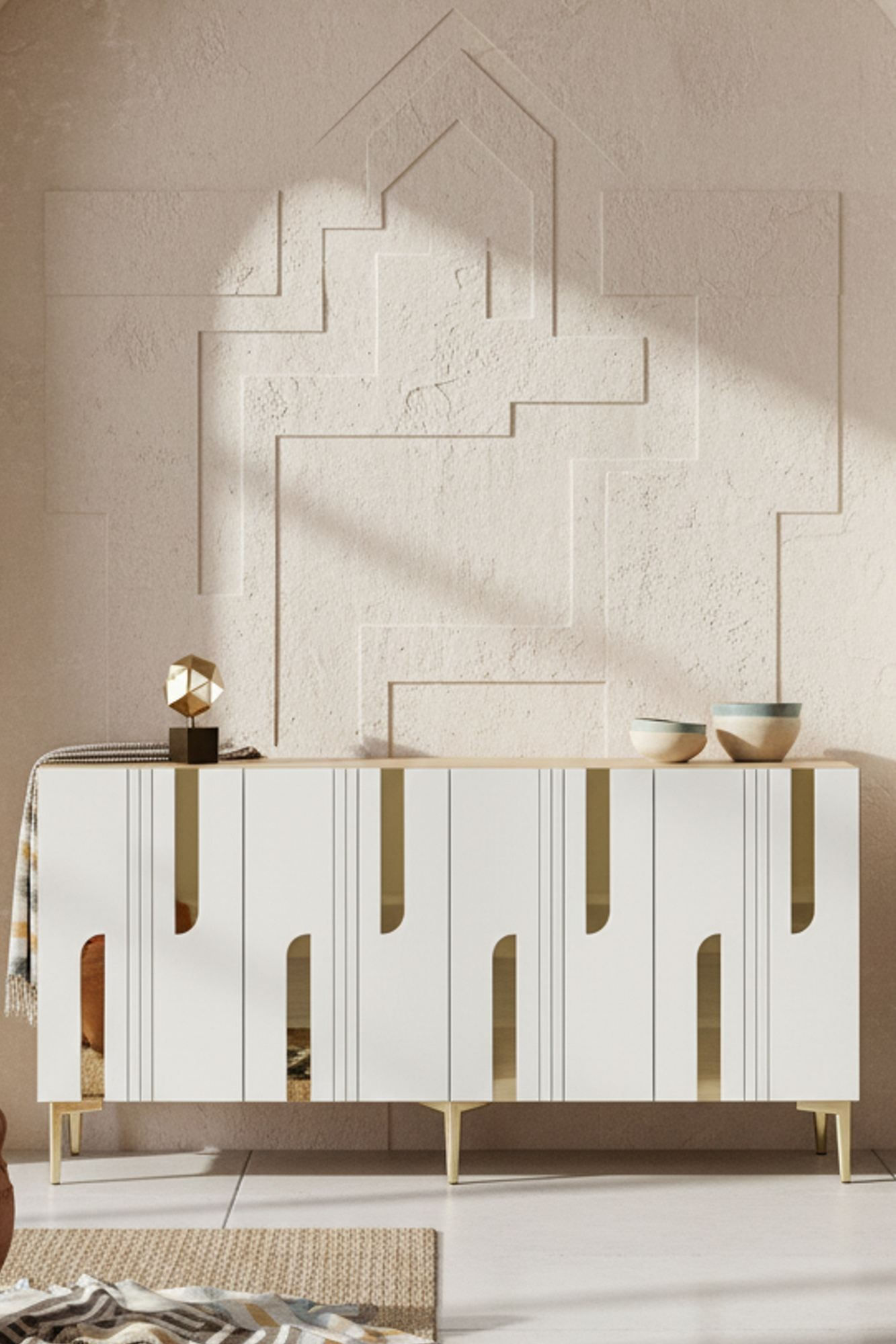 Consola Nota 150, 150 x 75 x 32 cm, stejar safir alb auriu, PAL melaminat, safir stejar / alb / gold — imaginea 2