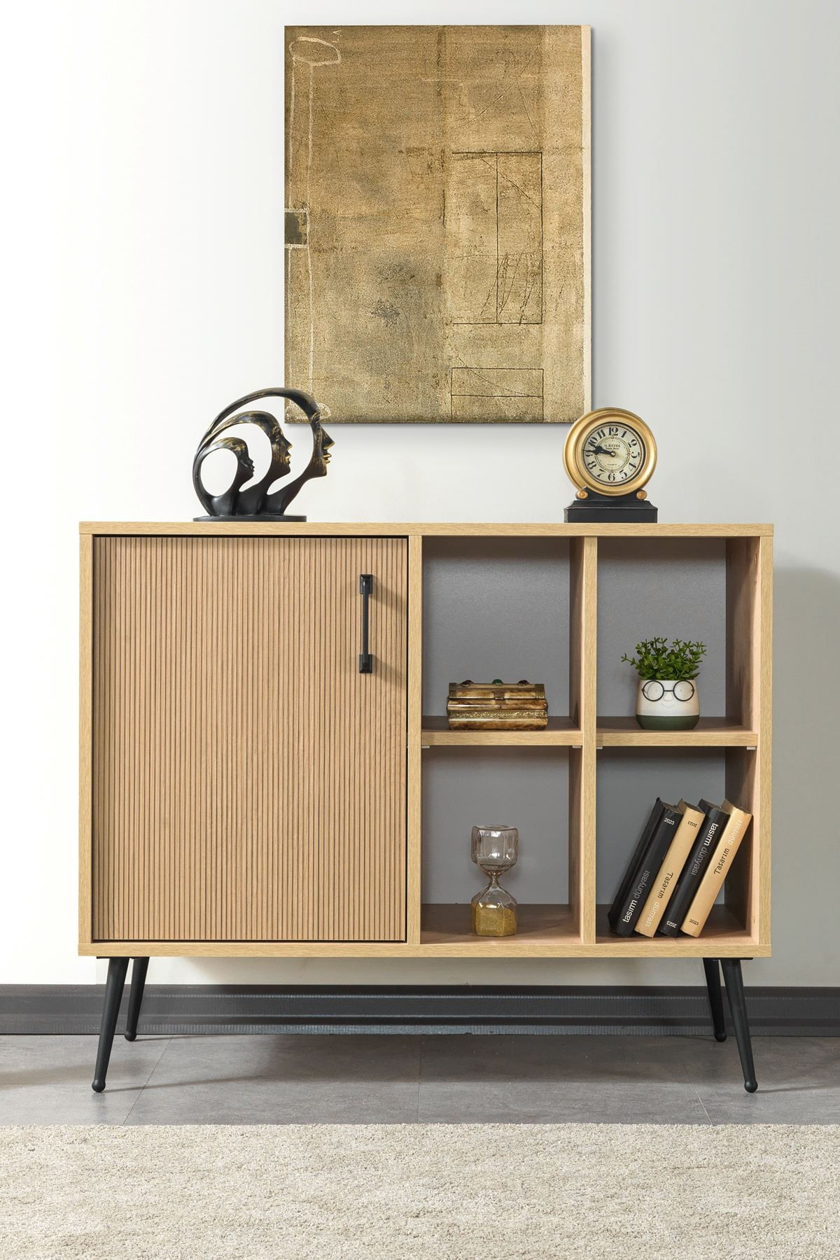 Consola Şile 4110, 100 x 83 x 44 cm, stejar safir, PAL melaminat — imaginea 3