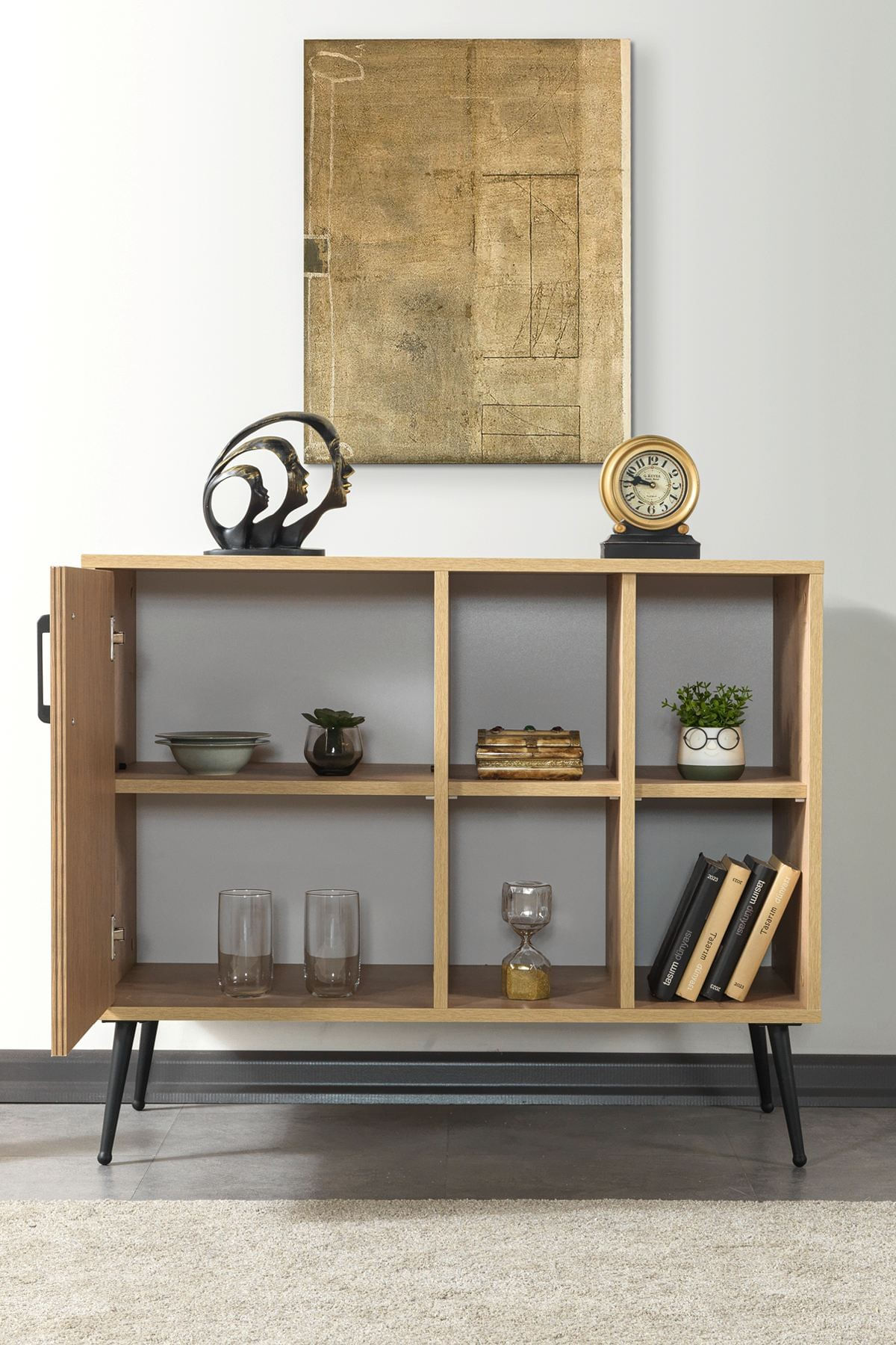 Consola Şile 4110, 100 x 83 x 44 cm, stejar safir, PAL melaminat — imaginea 6