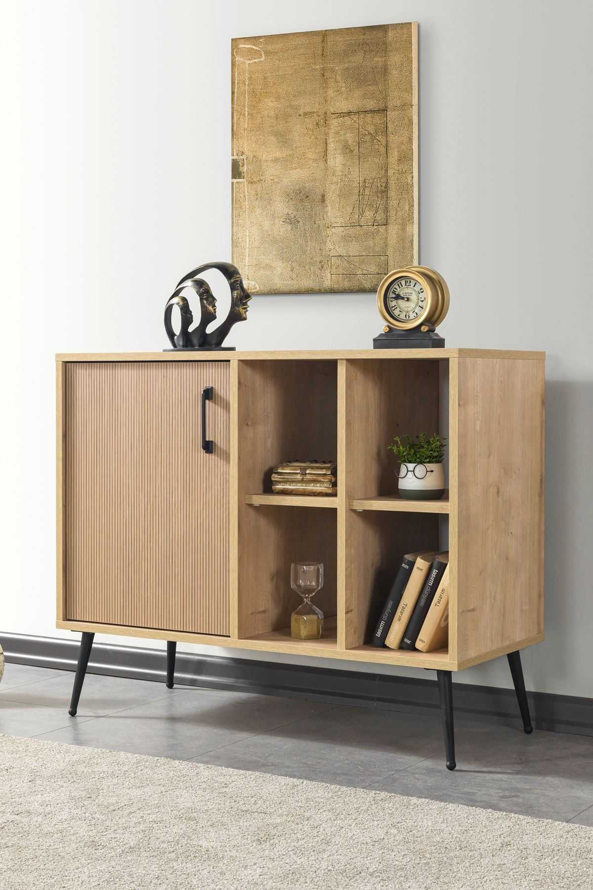 Consola Şile 4110, 100 x 83 x 44 cm, stejar safir, PAL melaminat — imaginea 7