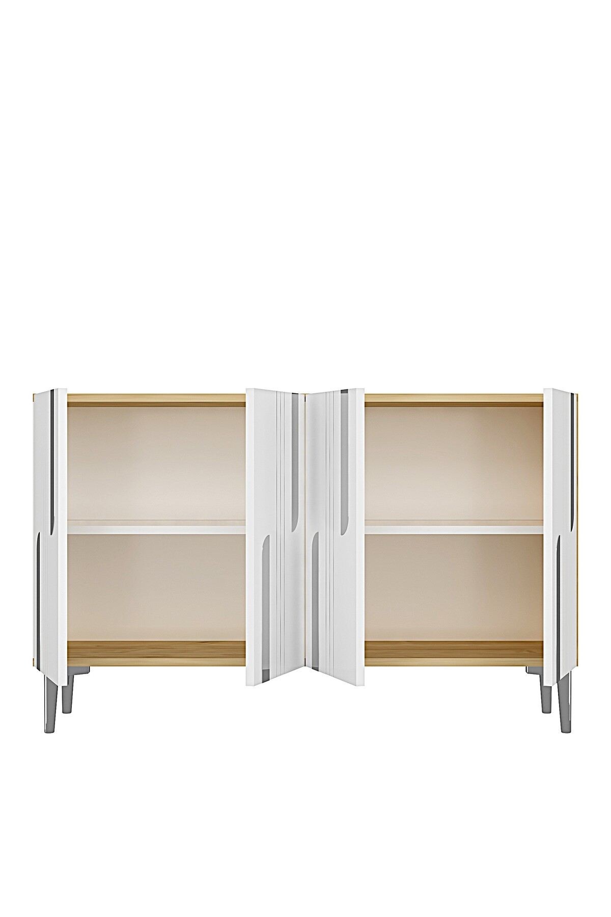 Consola Nota 120, 120 x 75 x 32 cm, stejar safir alb argintiu, PAL melaminat, oglinda inclusa, safir stejar / alb / silver — imaginea 4