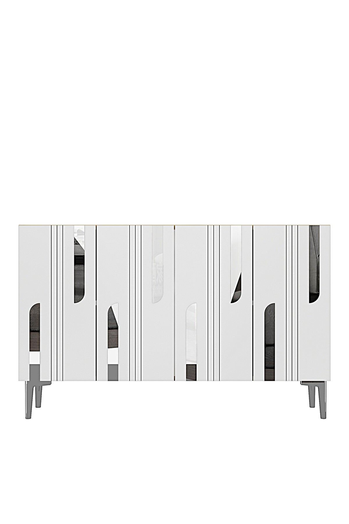 Consola Nota 120, 120 x 75 x 32 cm, stejar safir alb argintiu, PAL melaminat, oglinda inclusa, safir stejar / alb / silver — imaginea 5