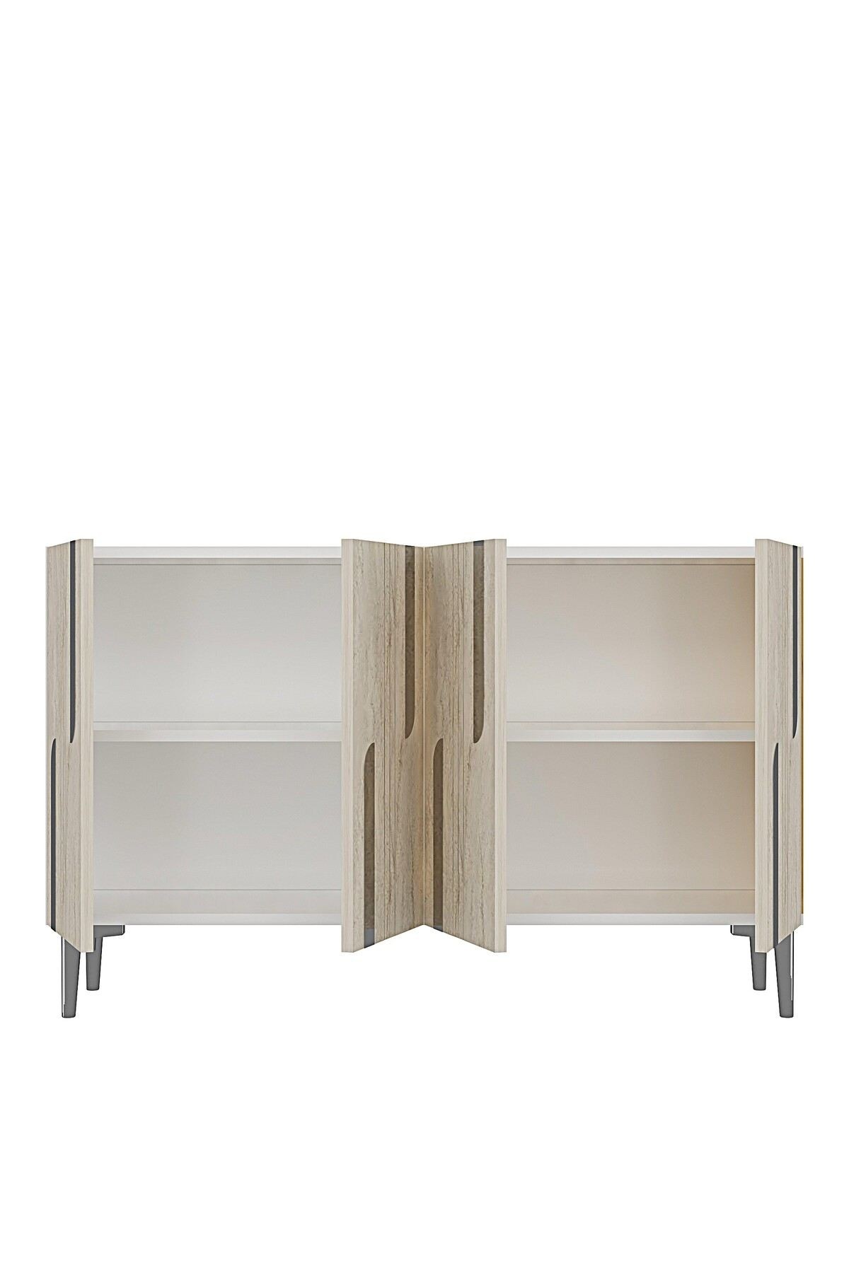 Consola Nota 120, 120 x 75 x 32 cm, alb travertin argintiu, PAL melaminat, oglinda inclusa, alb / travertin / silver — imaginea 5