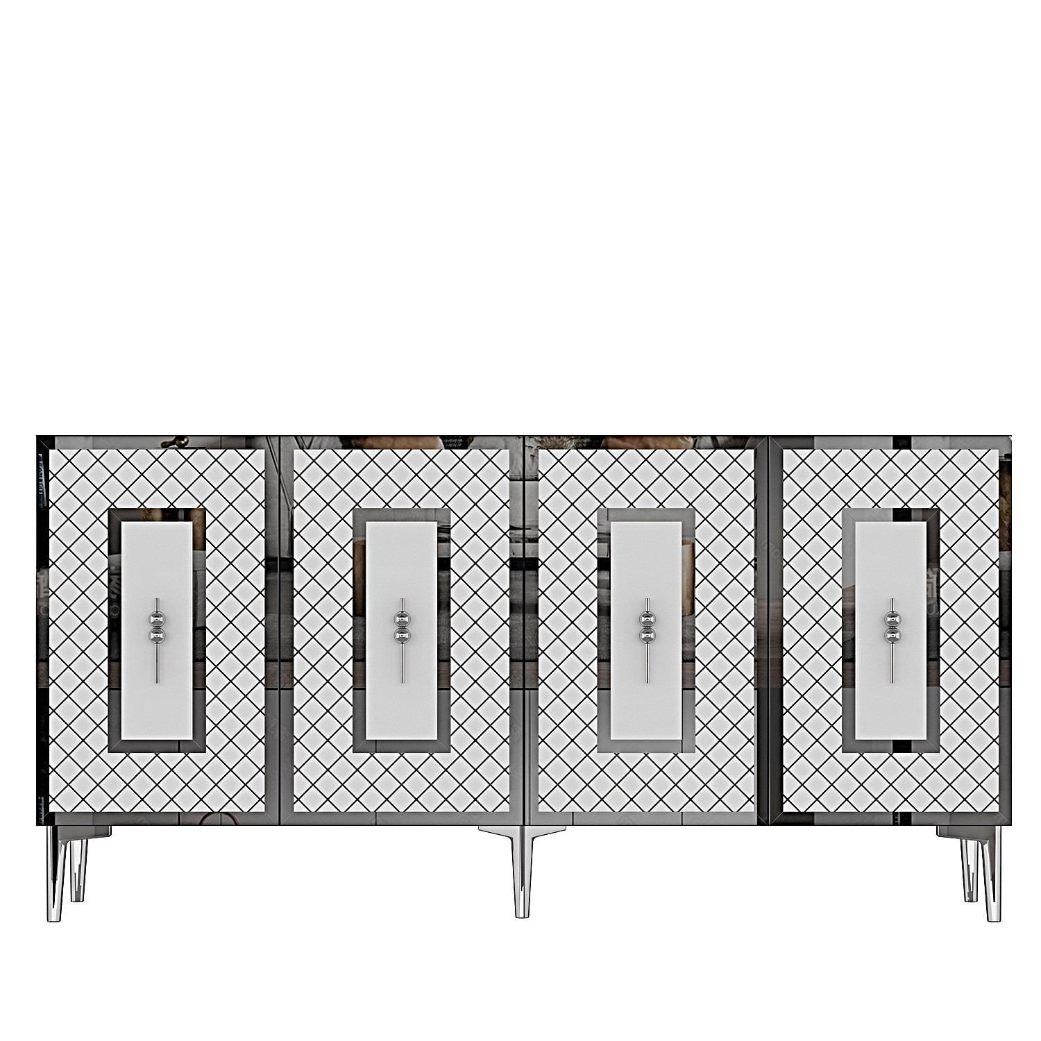 Consola Puma 150, 150 x 75 x 32 cm, alb argintiu, PAL melaminat, spatiu de depozitare, fixare pe perete, alb / silver — imaginea 3