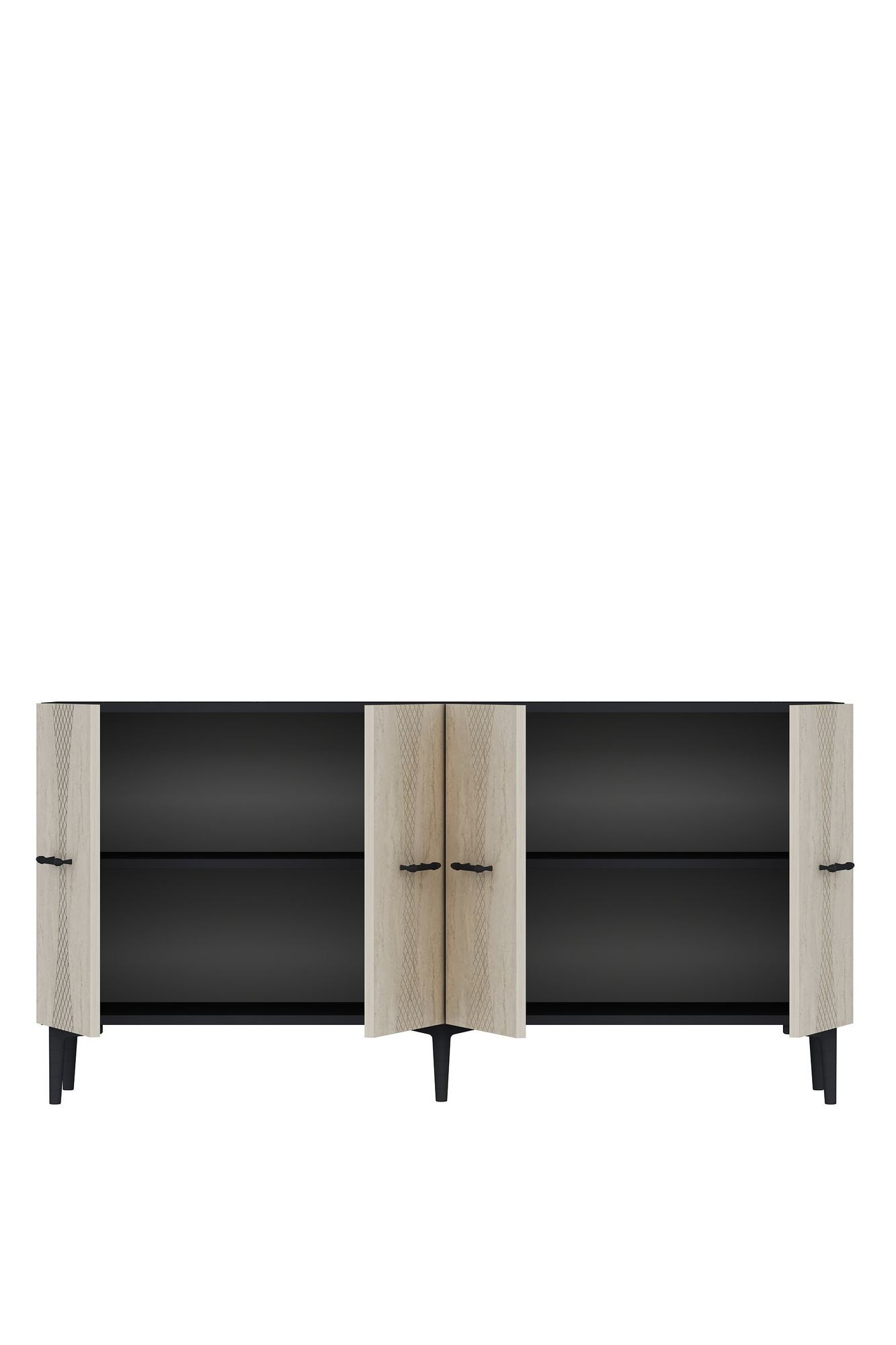 Consola Slim 150, 150 x 75 x 32 cm, antracit travertin auriu, PAL melaminat, antracit / travertin / gold