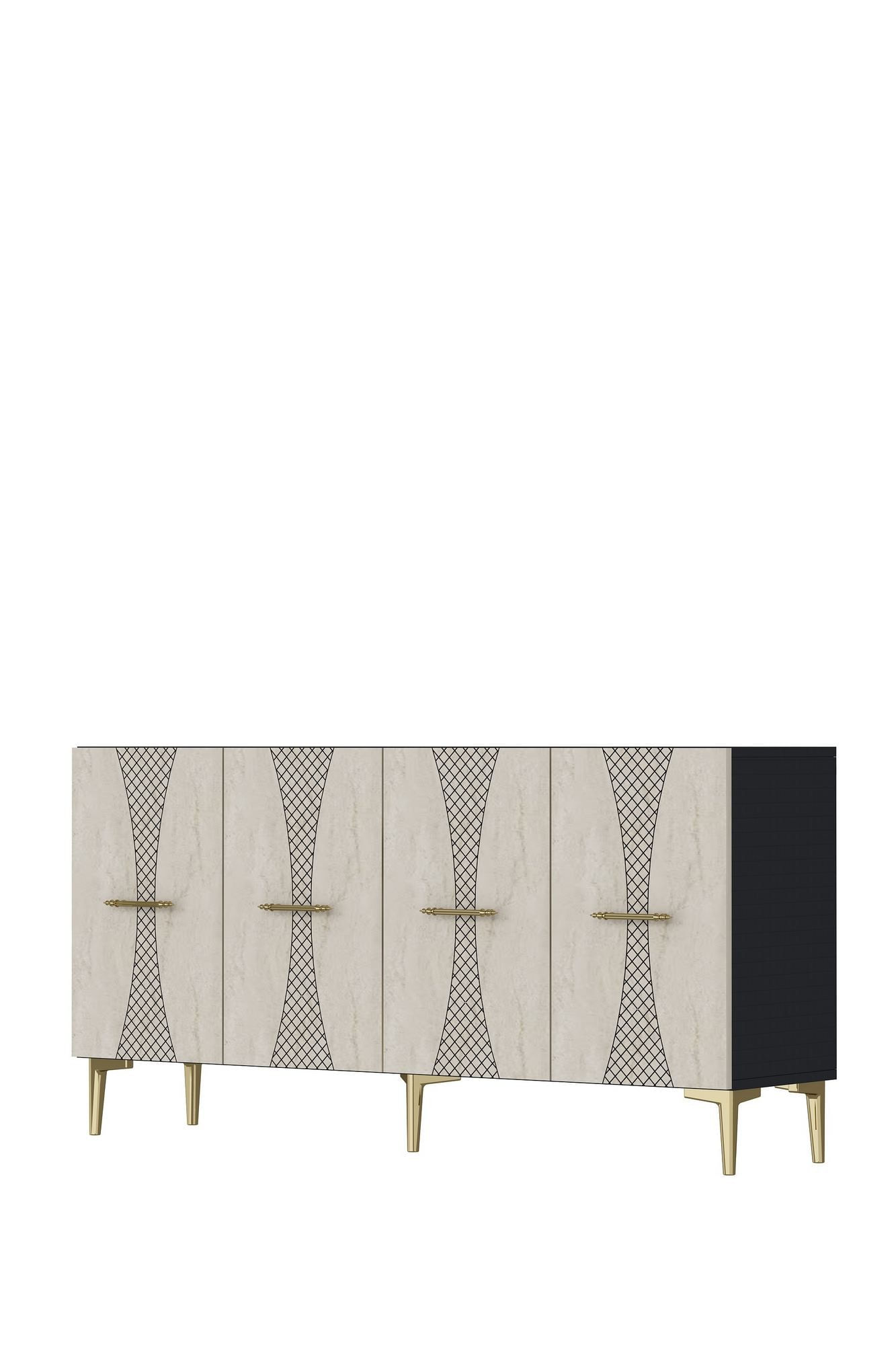 Consola Slim 150, 150 x 75 x 32 cm, antracit travertin auriu, PAL melaminat, antracit / travertin / gold — imaginea 4