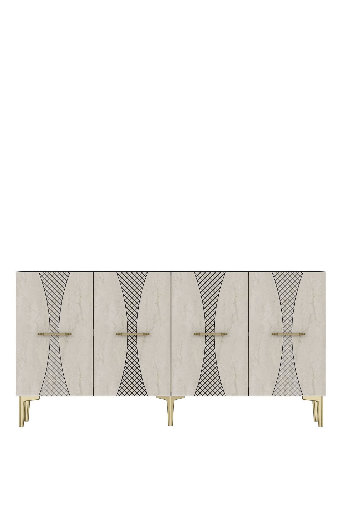 Consola Slim 150, 150 x 75 x 32 cm, antracit travertin auriu, PAL melaminat, antracit / travertin / gold — imaginea 5