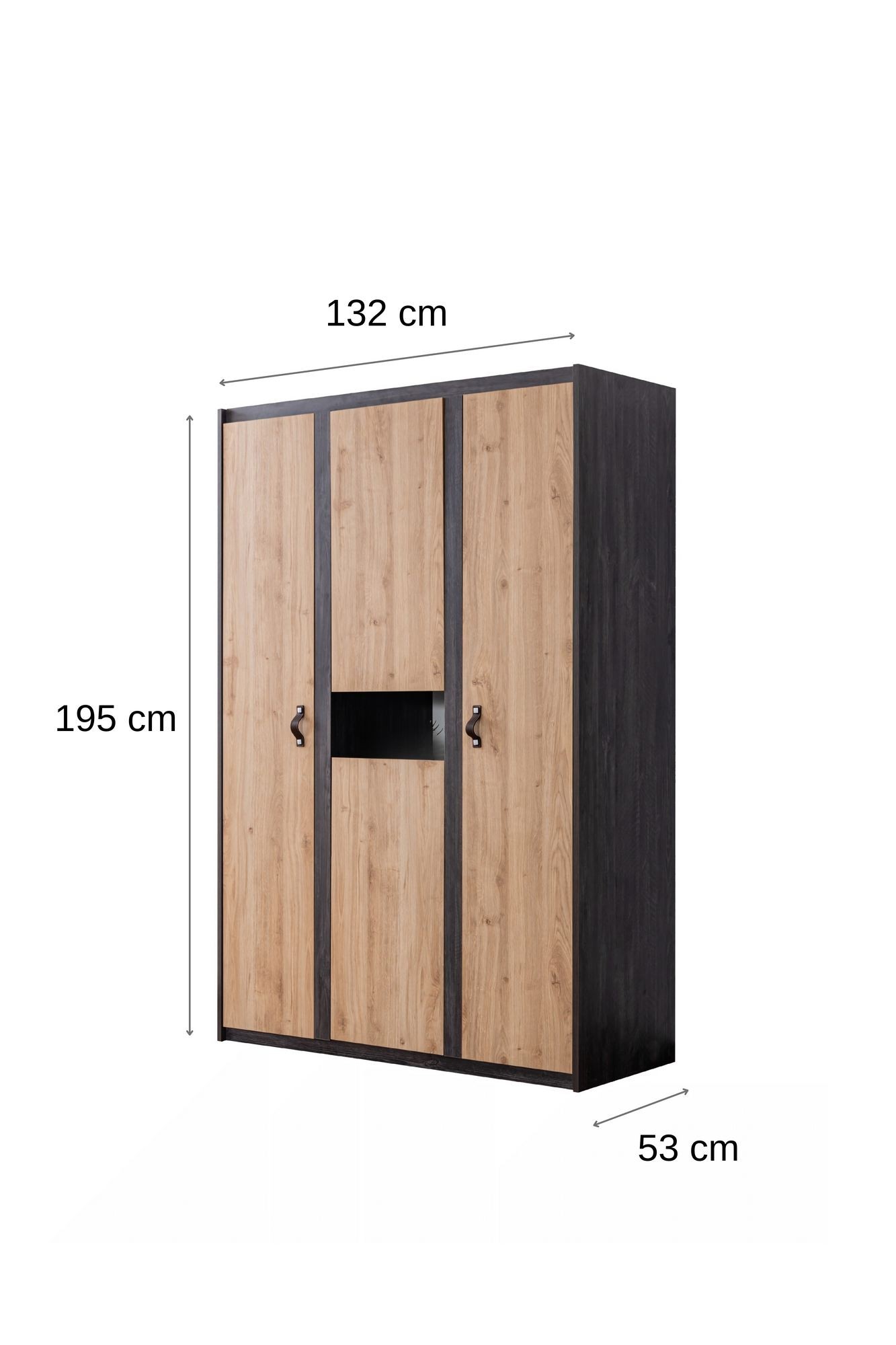 Dulap haine Aktif, 132 x 195 x 53 cm, antracit maro, PAL melaminat, spatiu de depozitare, fixare pe perete — imaginea 2