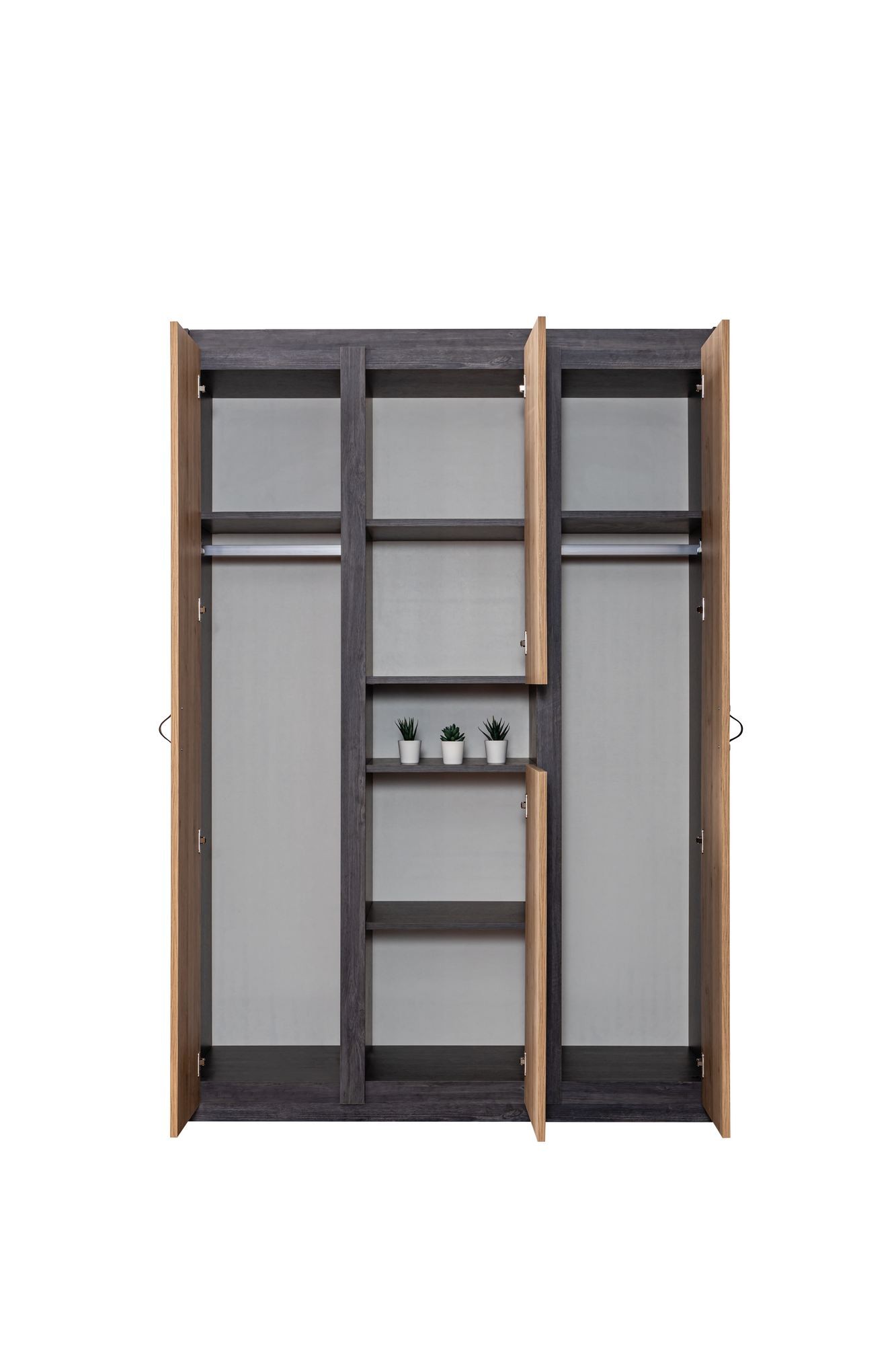 Dulap haine Aktif, 132 x 195 x 53 cm, antracit maro, PAL melaminat, spatiu de depozitare, fixare pe perete — imaginea 3