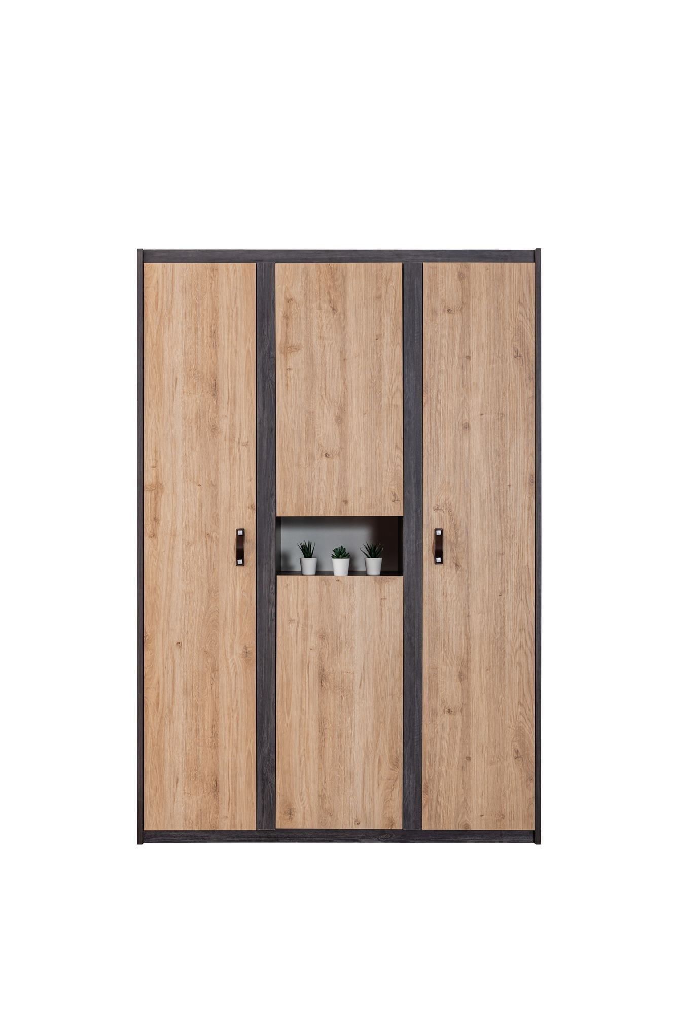 Dulap haine Aktif, 132 x 195 x 53 cm, antracit maro, PAL melaminat, spatiu de depozitare, fixare pe perete — imaginea 5