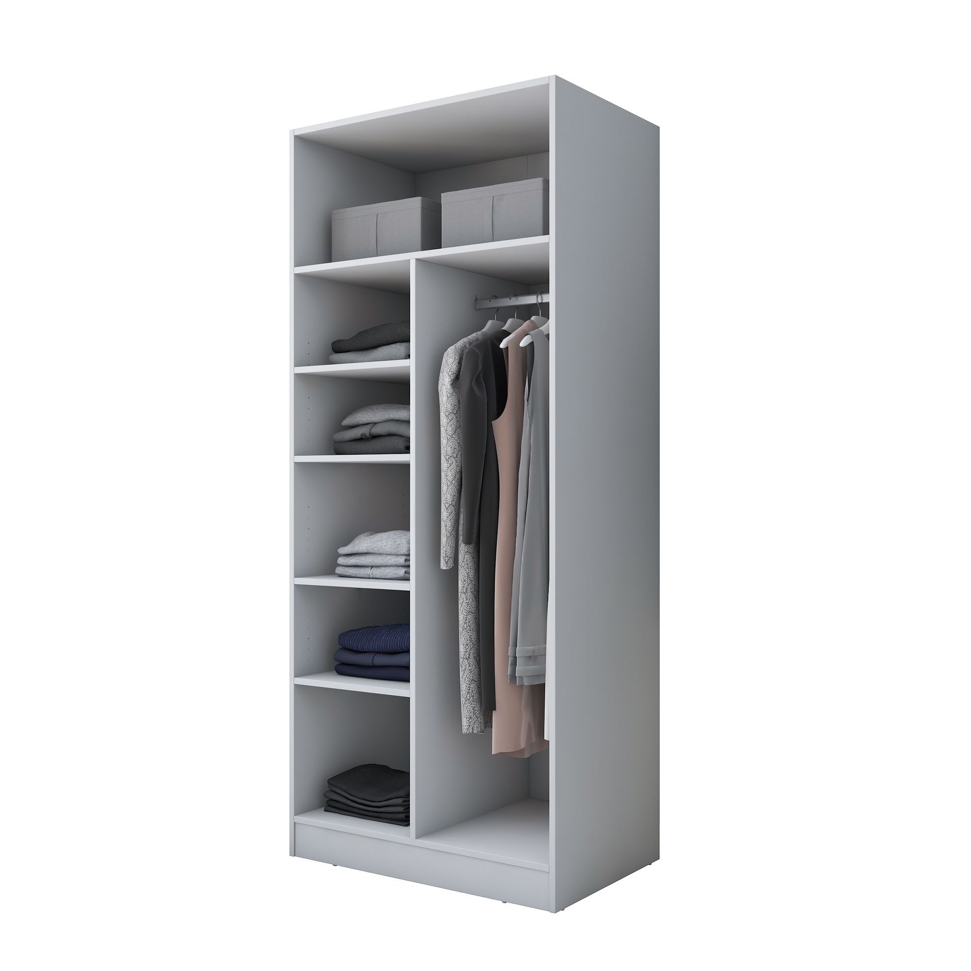 Dulap haine BA170, 90 x 210 x 57,5 cm, alb, PAL, spatiu de depozitare, fixare pe perete — imaginea 4