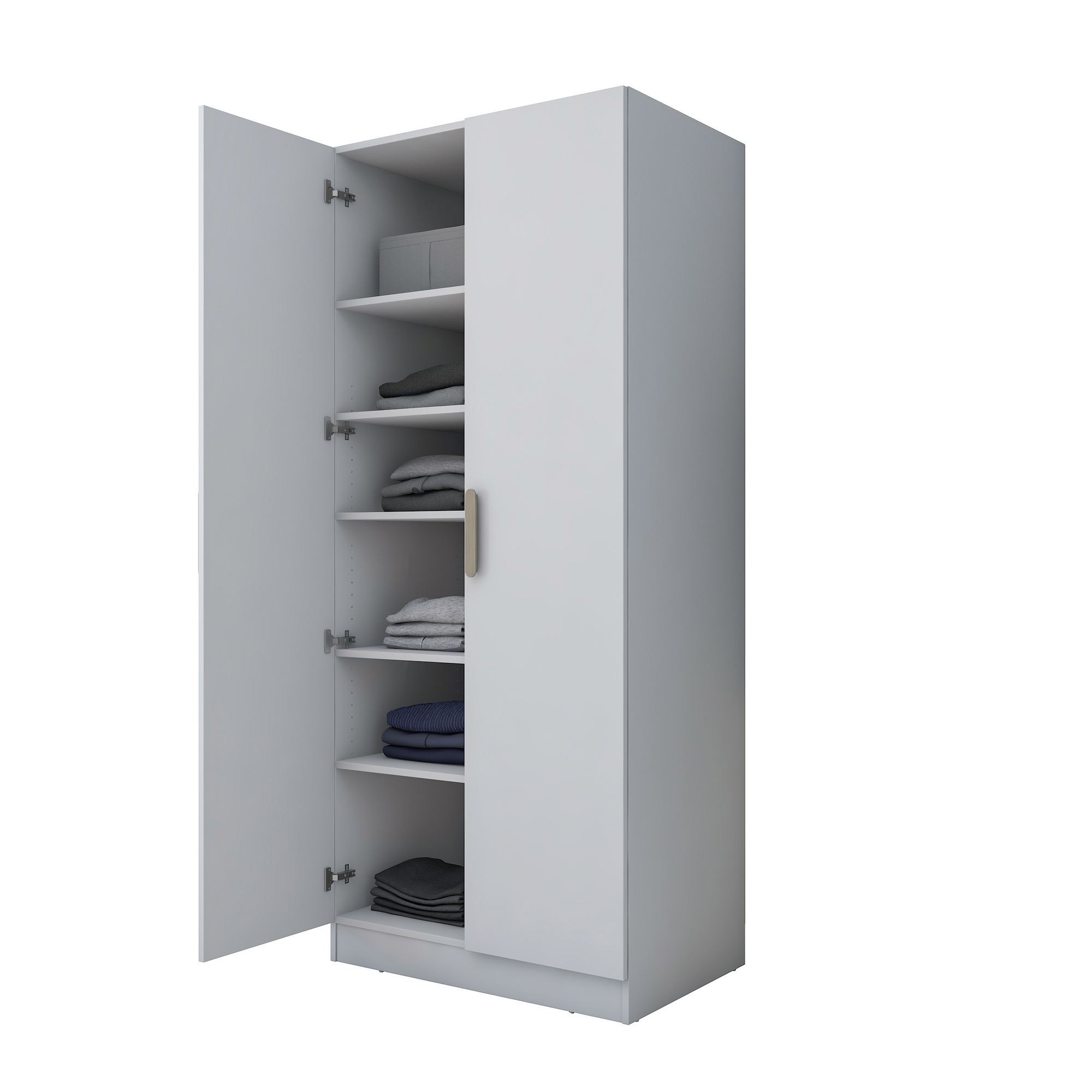 Dulap haine BA170, 90 x 210 x 57,5 cm, alb, PAL, spatiu de depozitare, fixare pe perete — imaginea 6