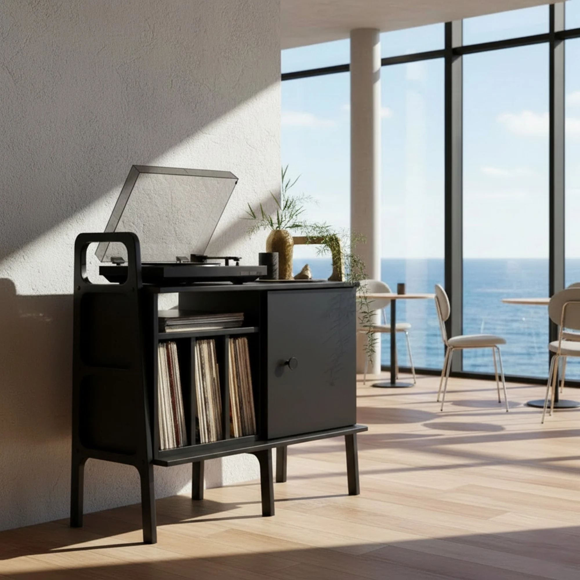 Consola CPT4689-100, 100 x 90 x 40 cm, negru, lemn, spatiu de depozitare, fixare pe perete — imaginea 6