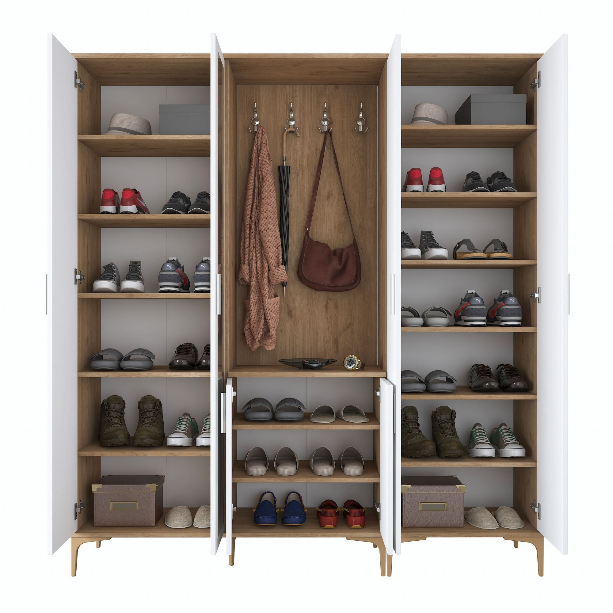 Cuier hol EA156, 180 x 198,6 x 37,5 cm, nuc alb, PAL, spatiu de depozitare, fixare pe perete — imaginea 13